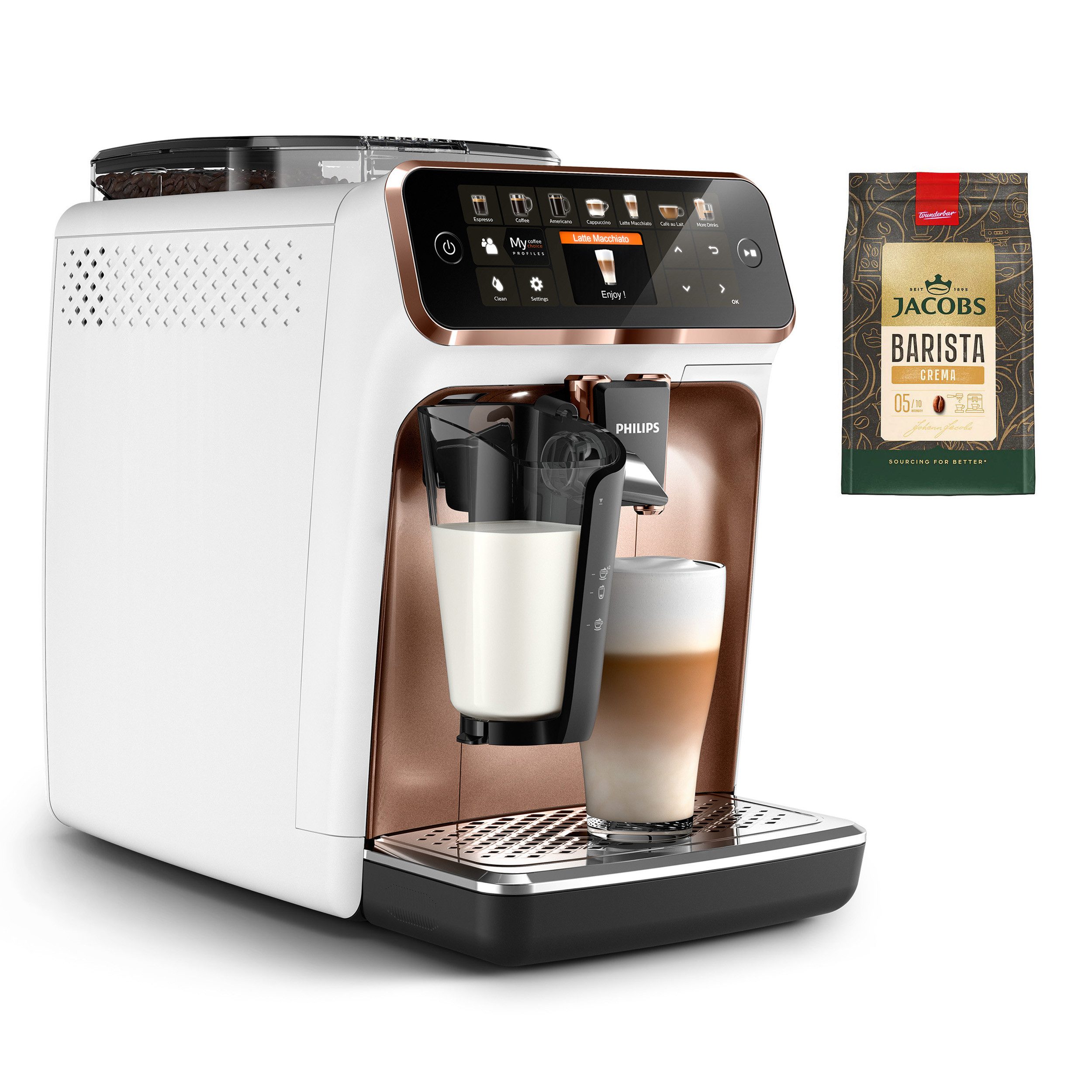 Philips Kaffeevollautomat 5400 Series EP5443/70 LatteGo, 12 Kaffeespezialitäten und 4 Benutzerprofilen