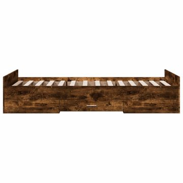 vidaXL Bett Bettgestell mit Schubladen Räuchereiche 100x200cm Holzwerkstoff