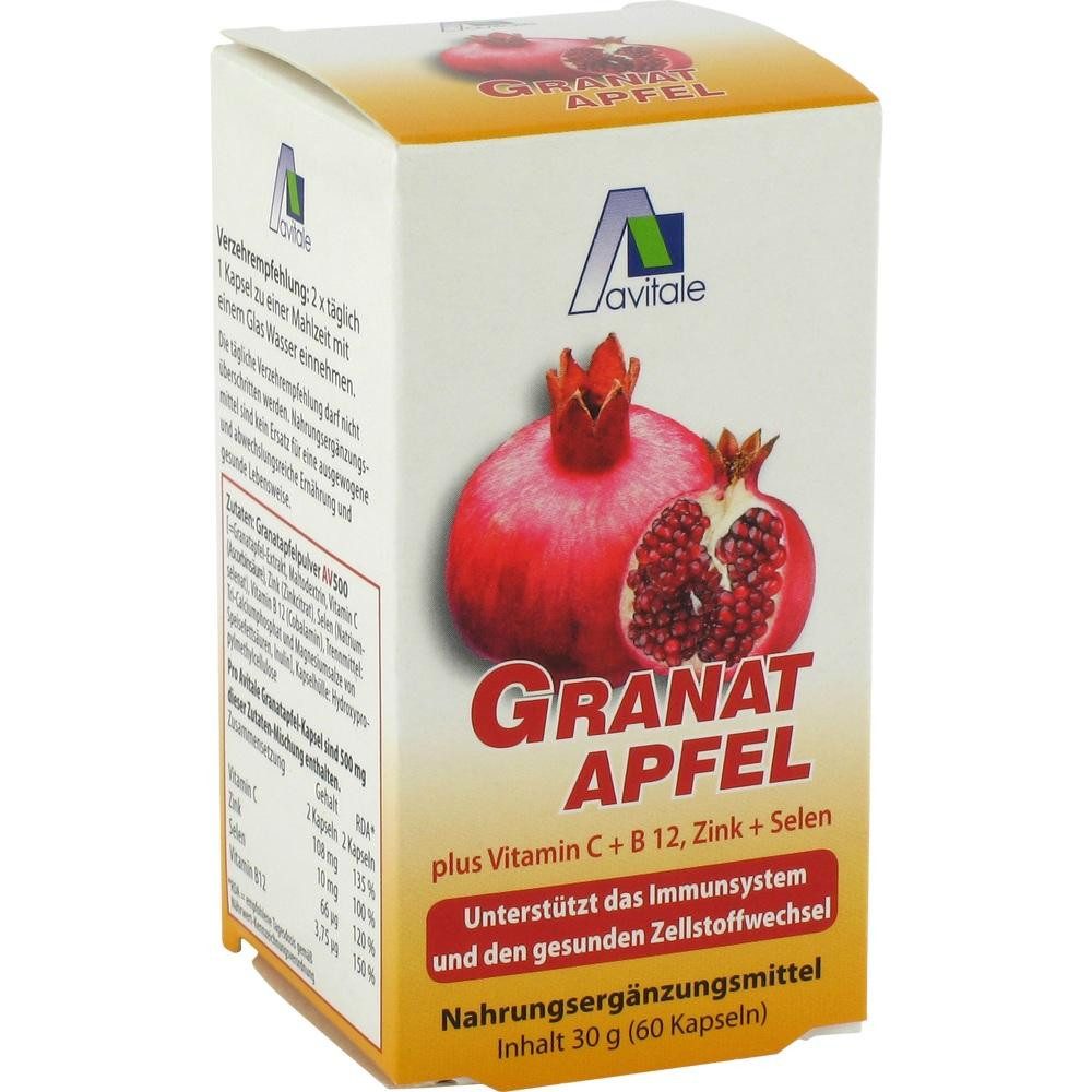 Avitale GmbH GRANATAPFEL 500 mg plus Vit.C+B12+Zink+Selen Kaps. Kapseln, 60 St.