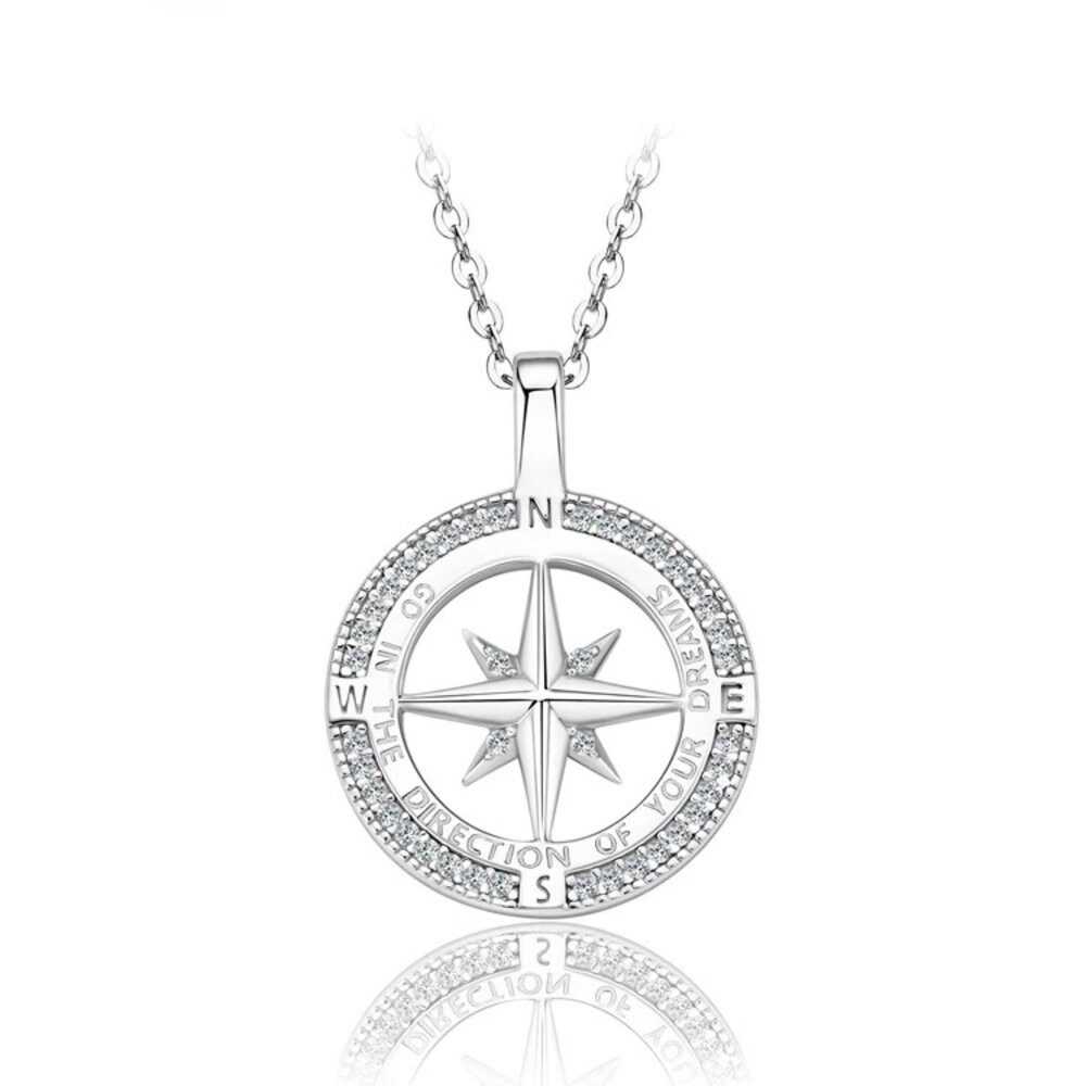 ROUGEMONT Kette mit Anhänger Luxuriöse Kompass Halskette Moissanit 925 Silb günstig online kaufen