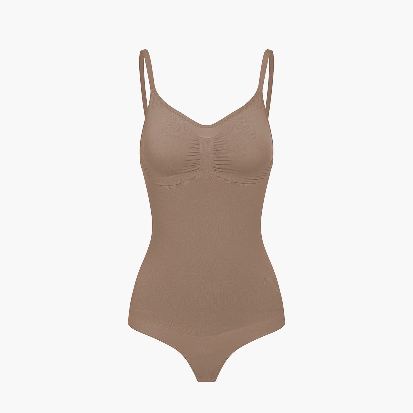 Creamy Fabrics Miederbody Bodysuit Sculpting Shapewear mit String-Caramel-XS (1-tlg) Figurformend