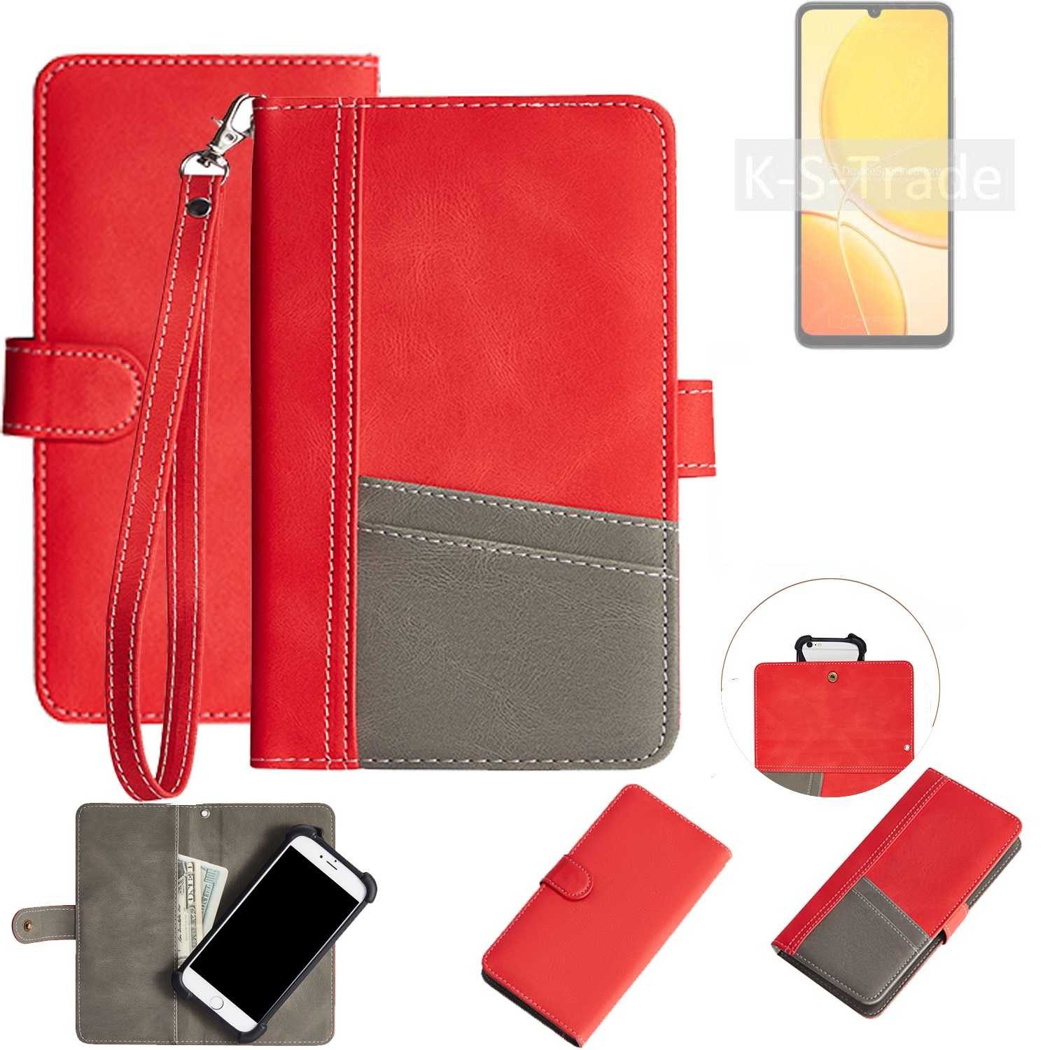 K-S-Trade Handyhülle für Vivo Y19e, Handy Schutzhülle Hülle Portemonnee Brieftasche Klapphülle