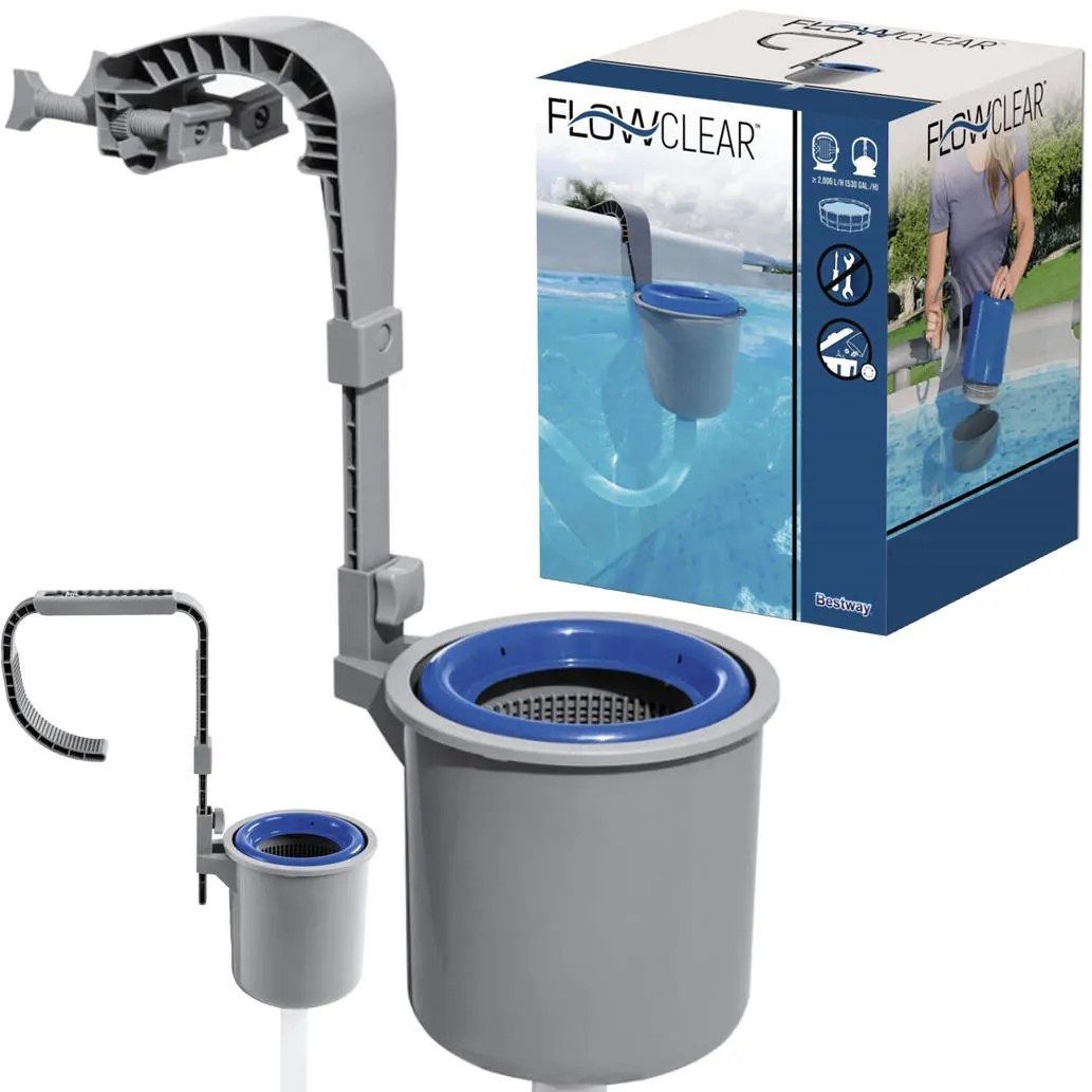 BESTWAY Skimmer Oberflächenabsauger Pool (Spar-Set, 1 St), Doppelfunktion, verstellbar, korrosionsbeständig