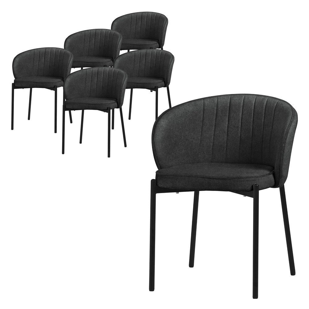 ML-DESIGN Polsterstuhl Esszimmerstühle mit Armlehne & Rückenlehne Ergonomische moderne Design (6 St), Armlehnstuhl mit Metallbeine 6er Set Anthrazit Lounge Sessel bis 120kg