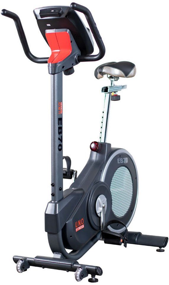 U.N.O. FITNESS Ergometer EB 70 (mit Tablet-Halterung), 150 kg max. Benutzergewicht, Fahrrad, 32 Widerstandsstufen