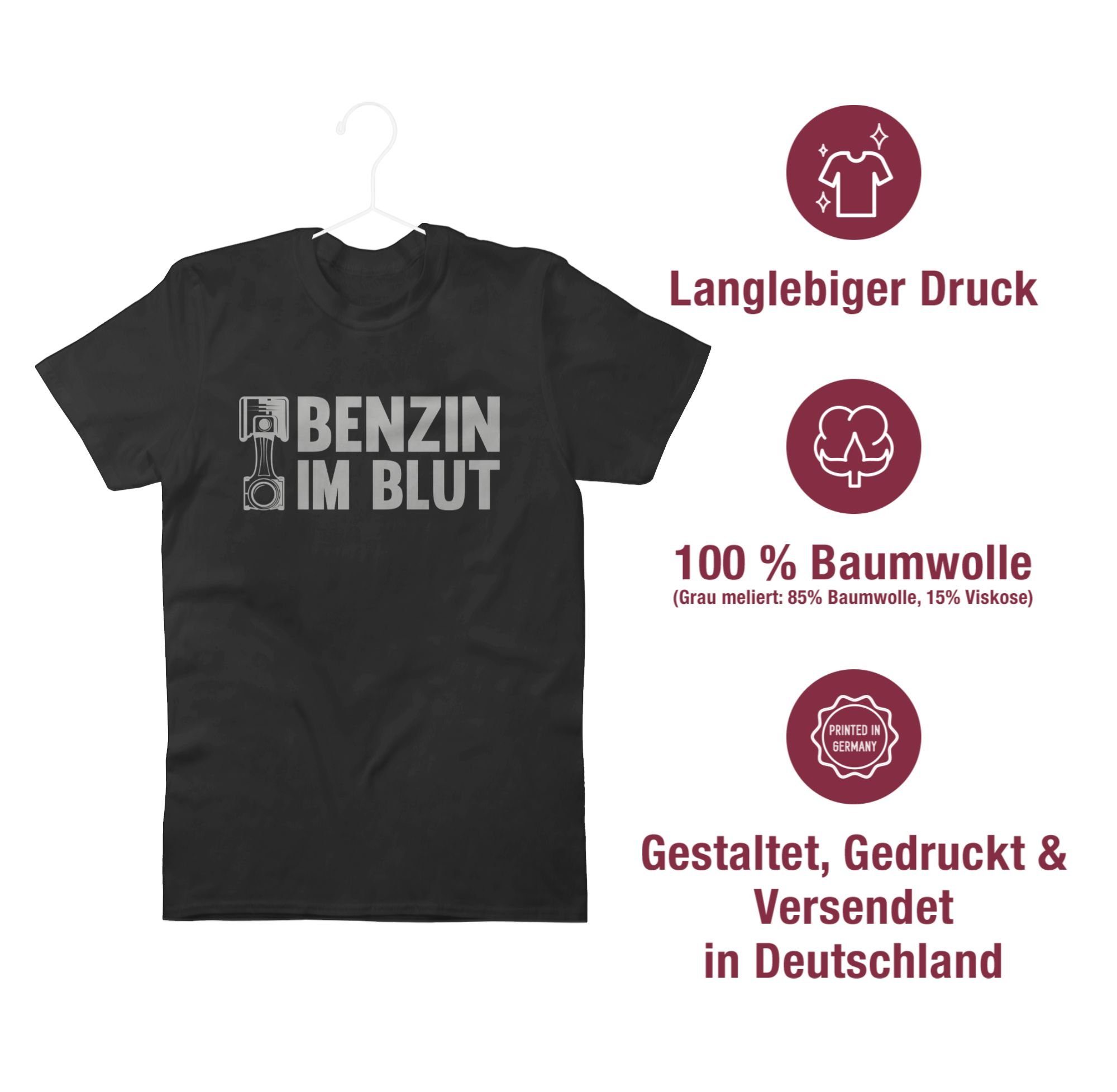 02 Schwarz Auto T-Shirt Benzin im Shirtracer Blut Zylinder -