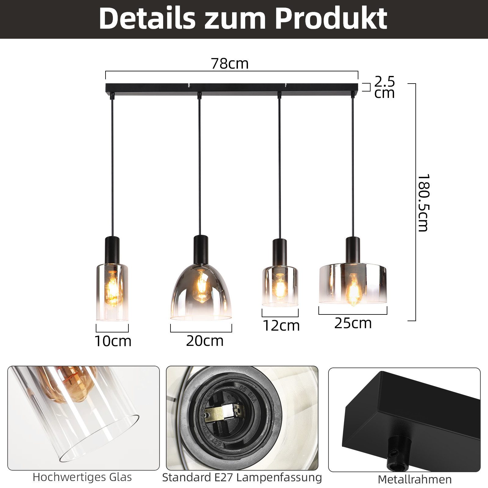 ZMH Pendelleuchte 3/4 Flammig E27 Esszimmer günstig online kaufen