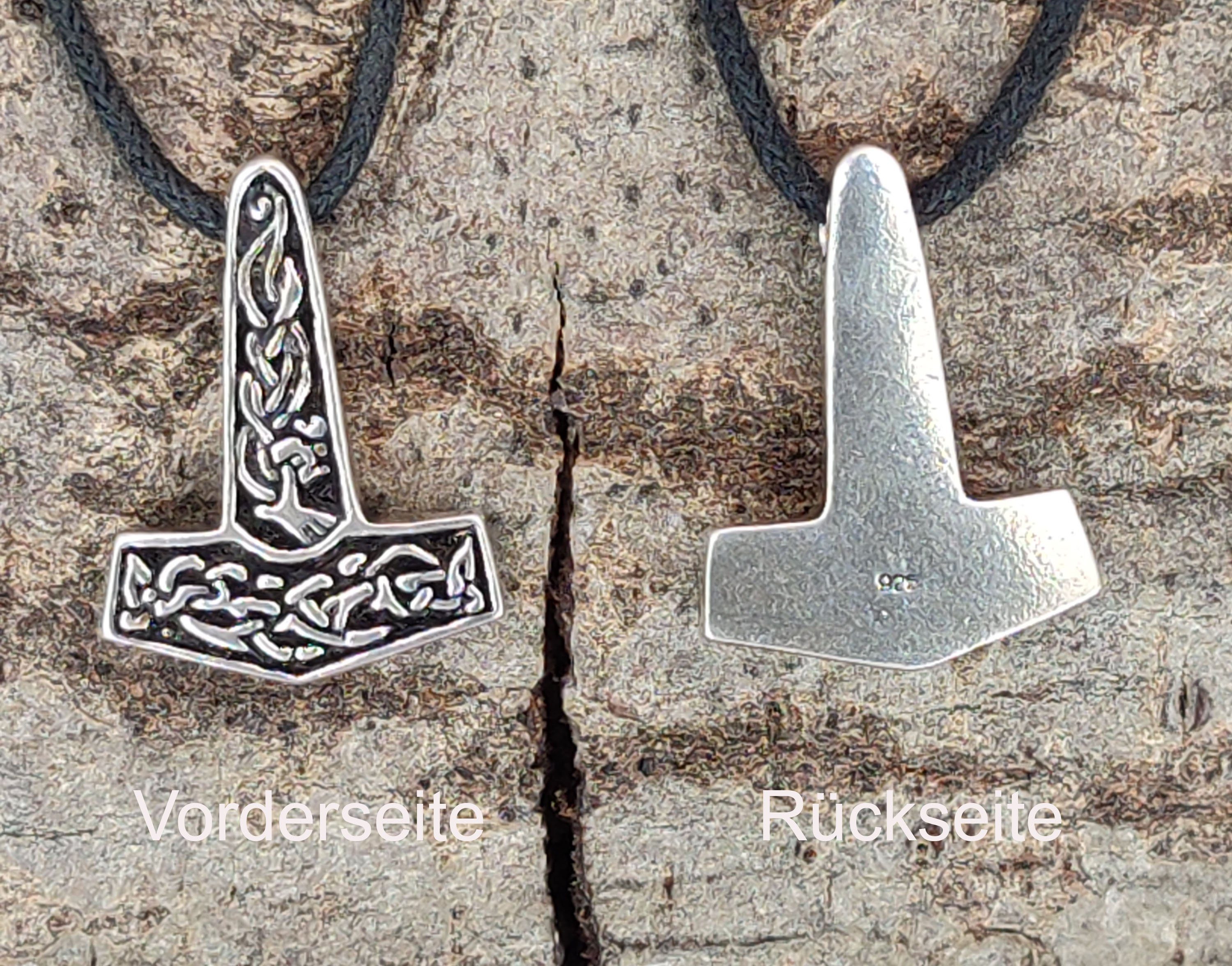 of Thorhammer Silber Thor 925 Kiss Leather Kettenanhänger Thorshammer Knoten Hammer
