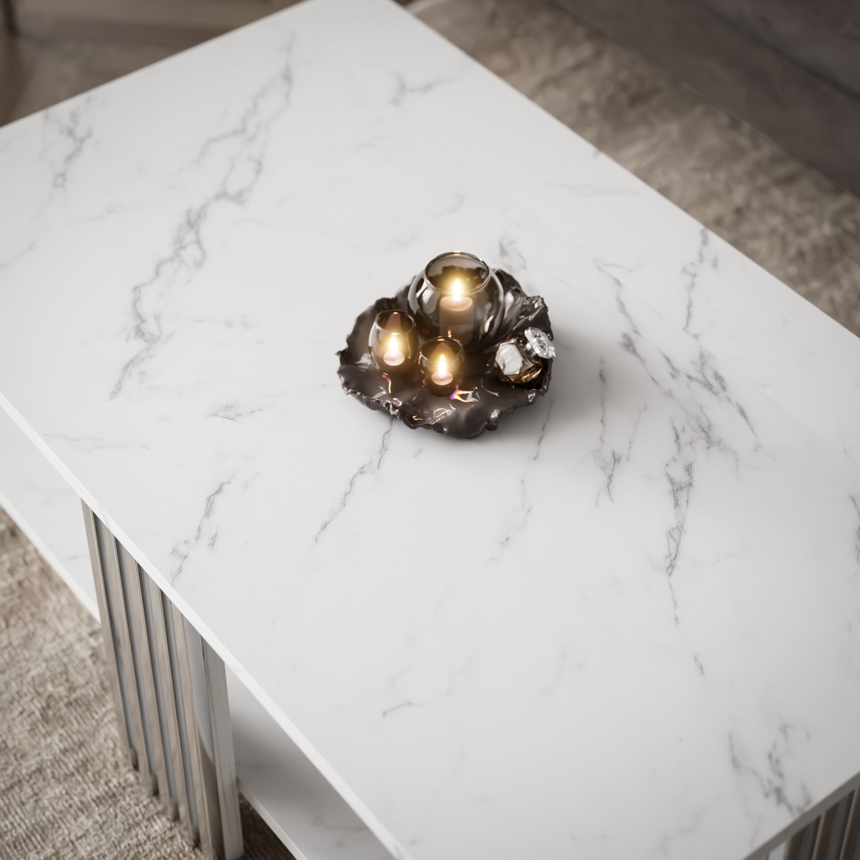 Lookway Couchtisch SAPHIRA SILVER mit Ablage