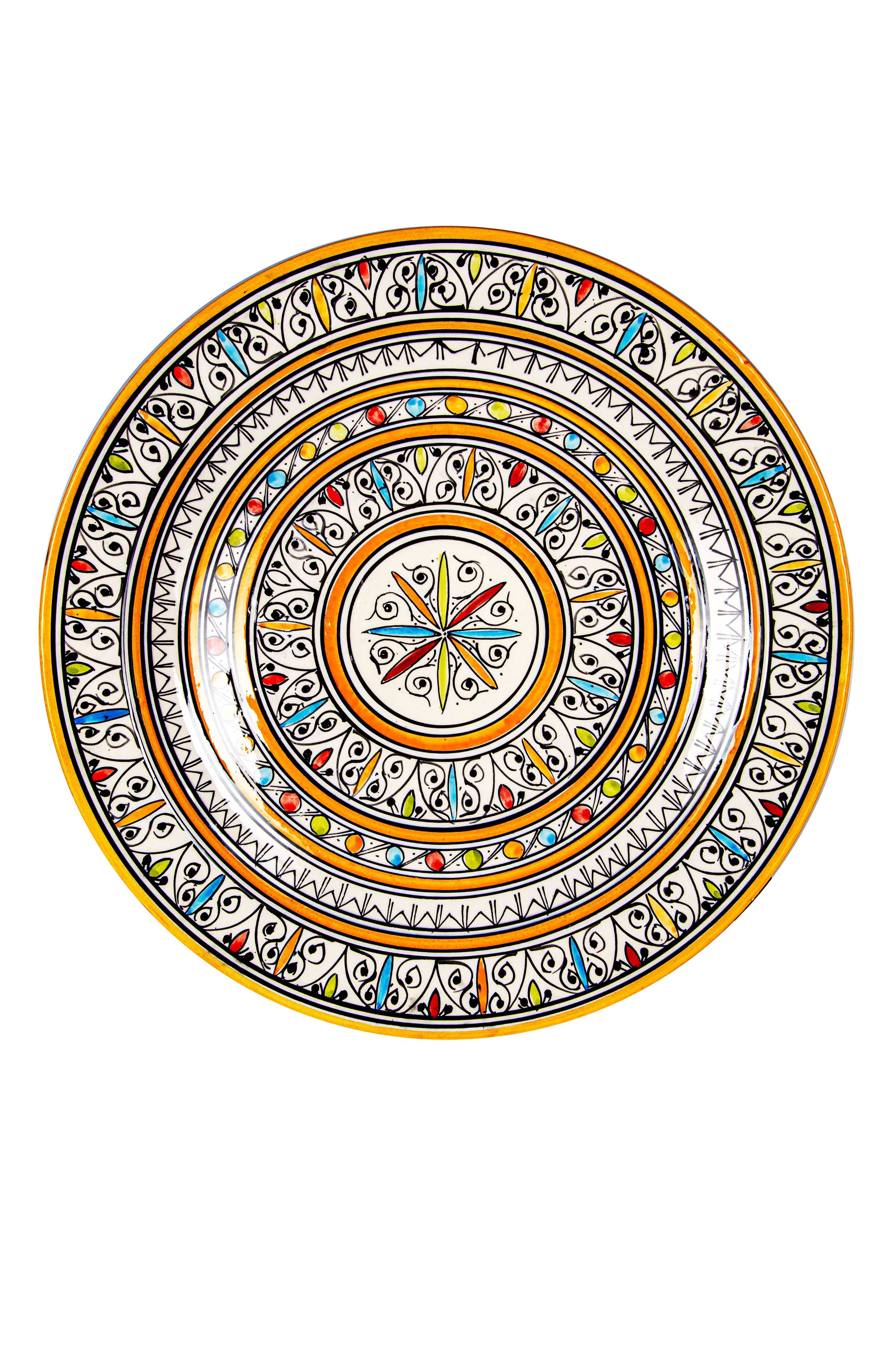 Marrakesch Orient & Mediterran Interior Obstschale Orientalische Keramik-Obstschale Dikra aus Keramik Schale, Bunt 40 cm, Keramik, (1-tlg), Handarbeit