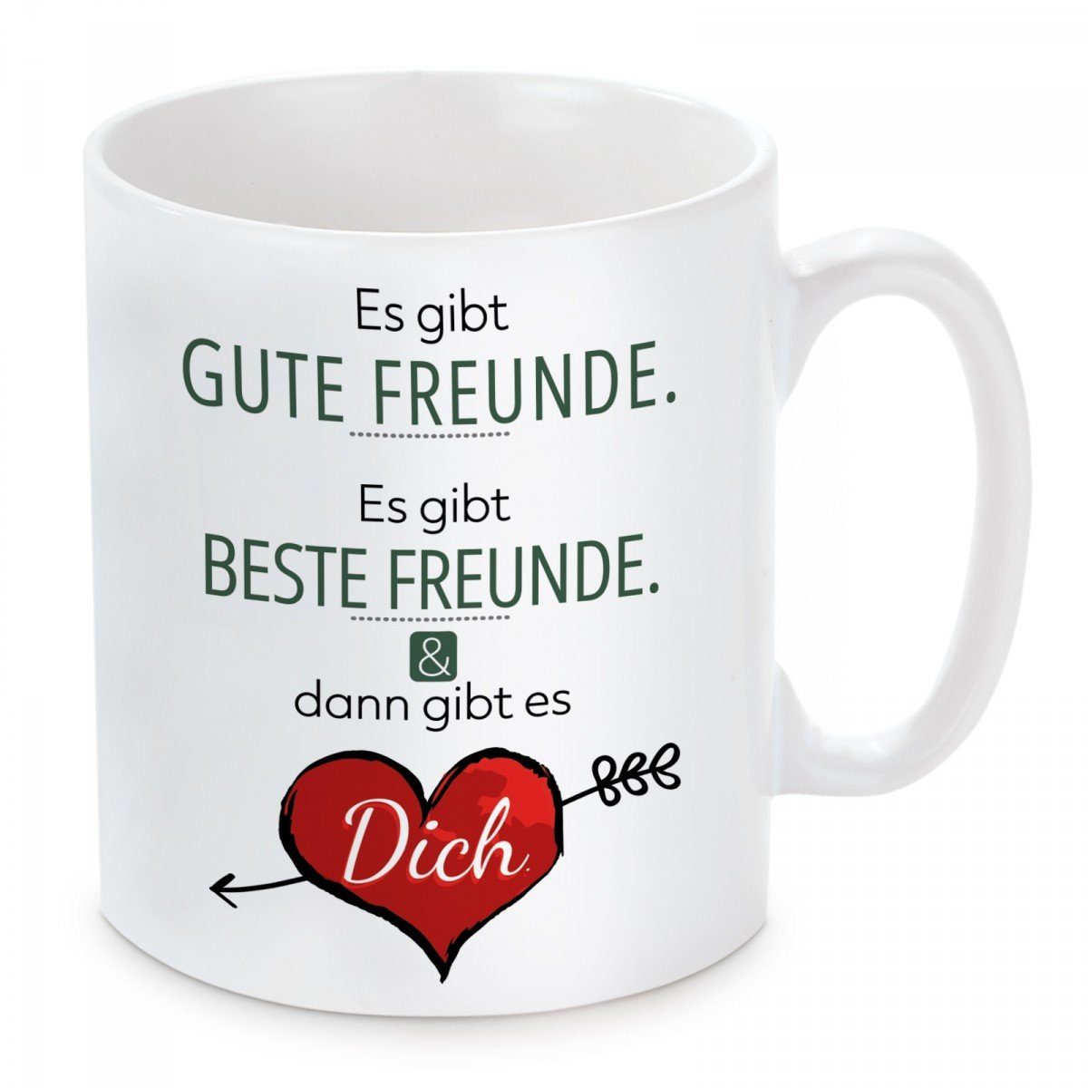 Herzbotschaft Tasse mikrowellengeeignet Freunde. gibt und Es Freunde, beste spülmaschinenfest Keramik, Es mit Motiv gibt Kaffeebecher gute Kaffeetasse