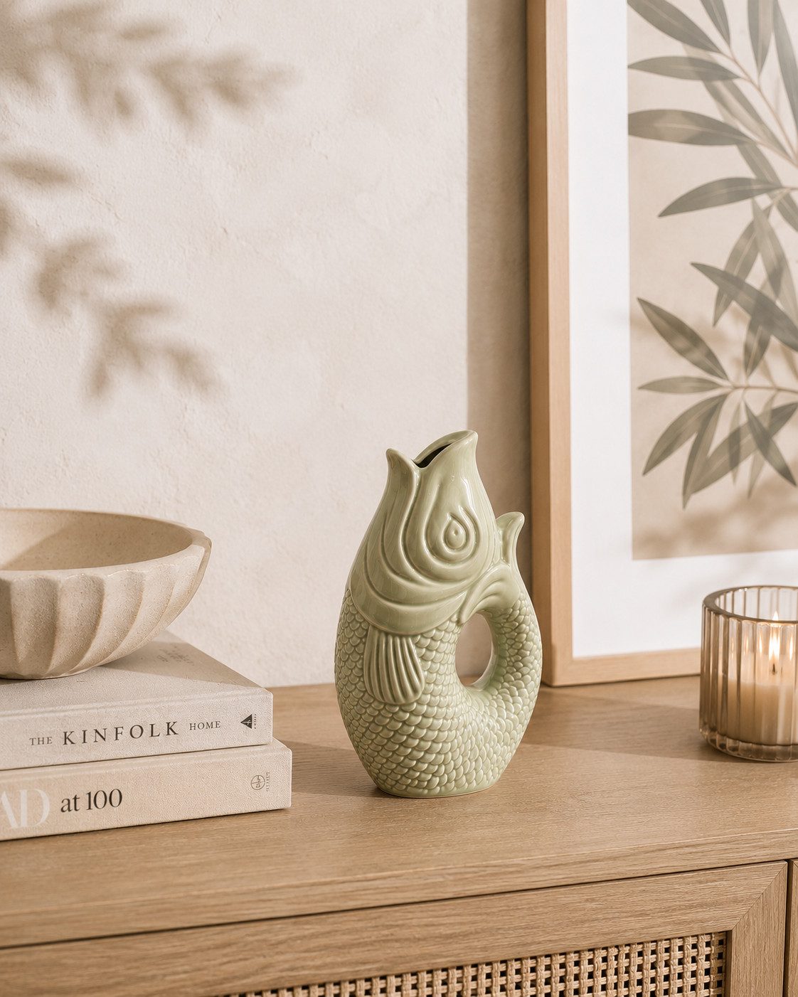 WestCraft Dekovase Fischvase 4 Farben Porzellanvasen bunte Vase in Karpfenform, Dekorative Keramik-Fischvase im zeitlosen Design