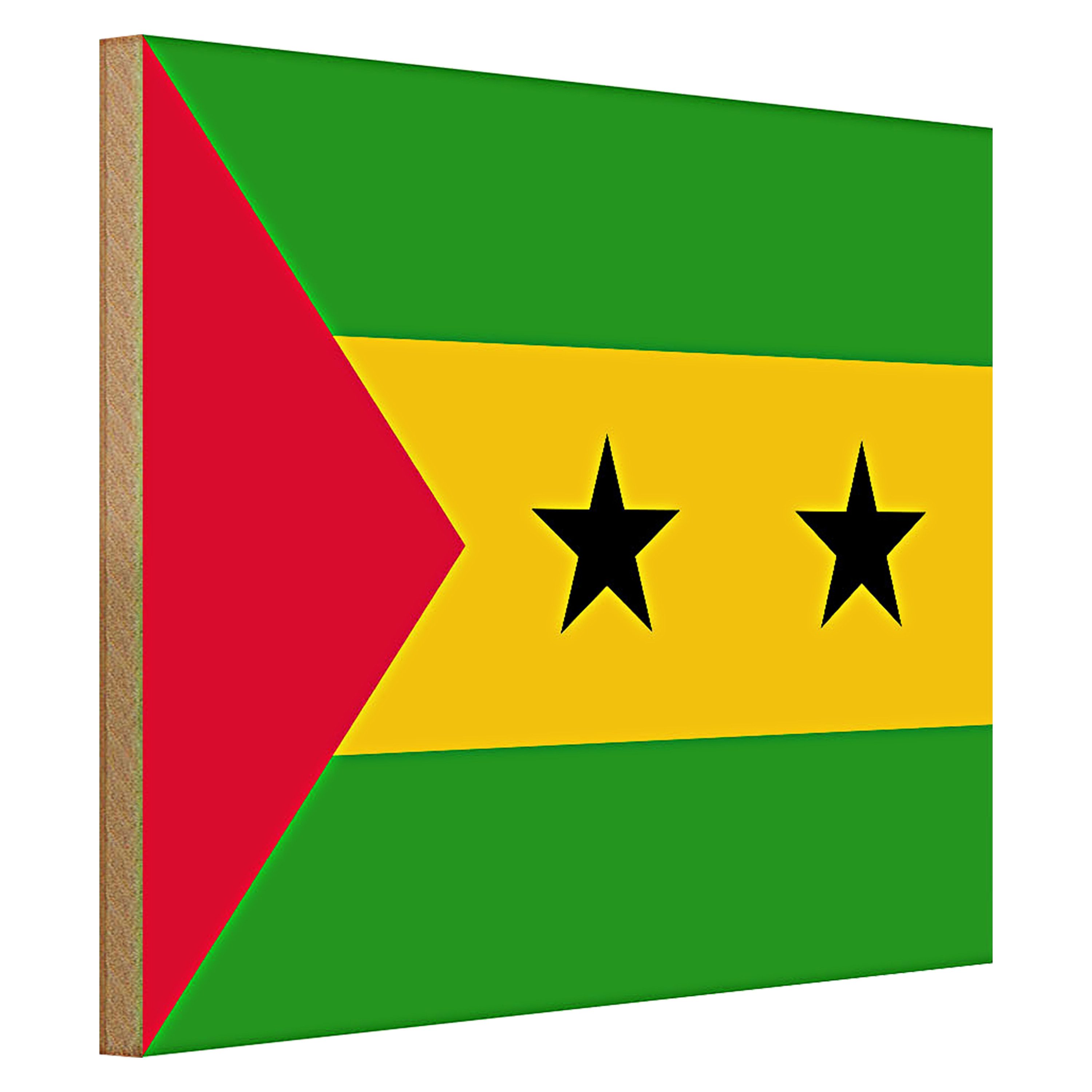 Roomando Holzbild Flagge São Tomé und Príncipe 40x30cm São Tomé