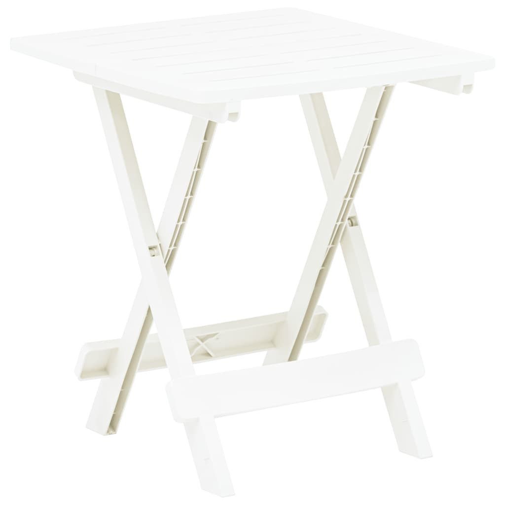 furnicato Gartentisch Weißer aus Kunststoff 45 x 43 x 50 cm klappbar (1-St), Witterungsbeständiger Outdoor-Tisch mit Lattenrost-Tischplatte