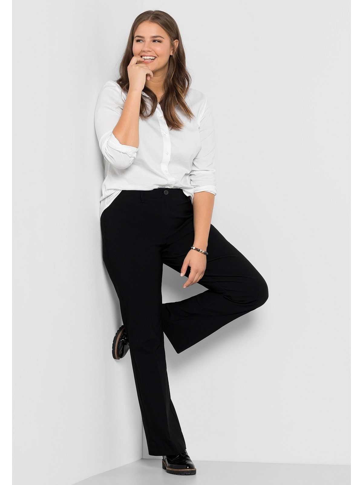 Sheego Stretch-Hose Große Größen »Die Bootcut« mit schmalem Bund