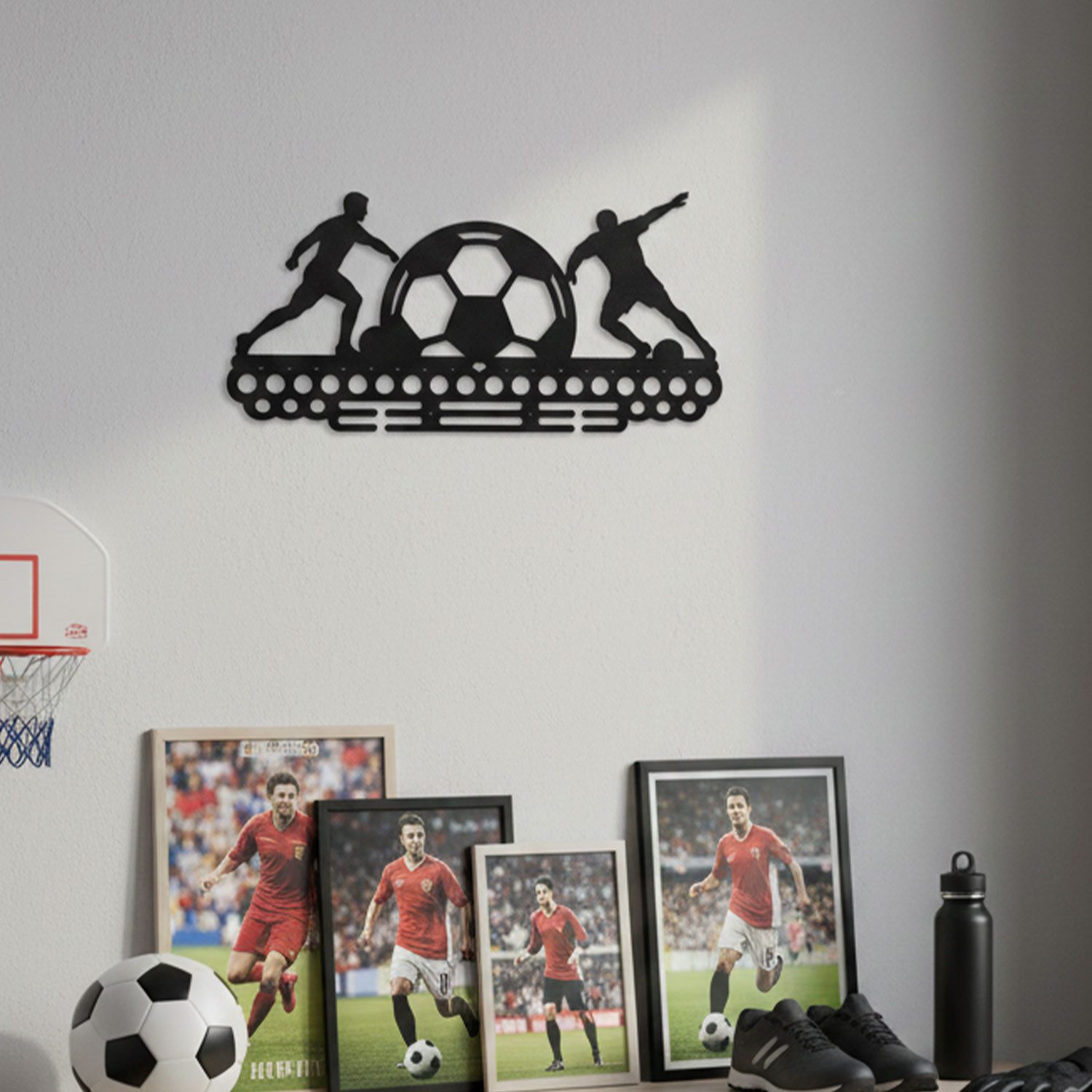 Jungengel Wandbild Fußball Wanddeko Wandbild Sportzimmer Kinderzimmer Fußballfan MDF, (Einzelartikel, 1 St), Sportliche Fußball Wanddekoration aus 6 mm MDF