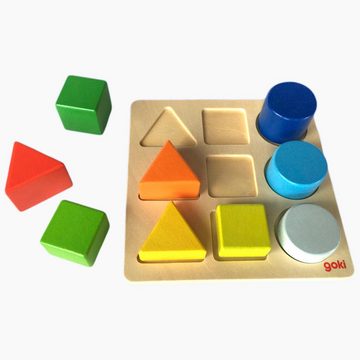 goki Steckpuzzle Puzzle Steckbrett Goki, 9 Puzzleteile, leicht zu greifen
