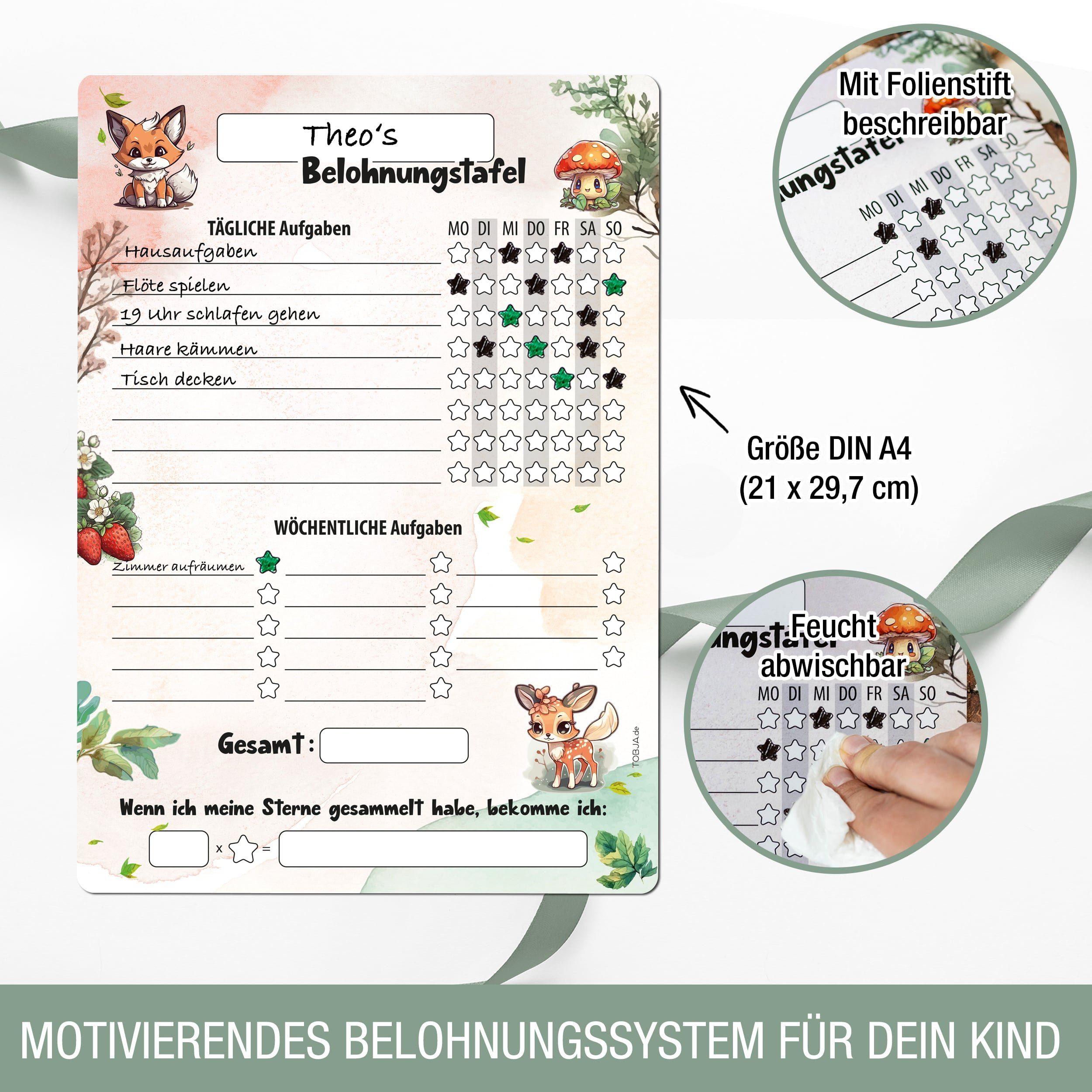 TOBJA Magnettafel Belohnungstafel Waldtiere für Kinder, günstig online kaufen