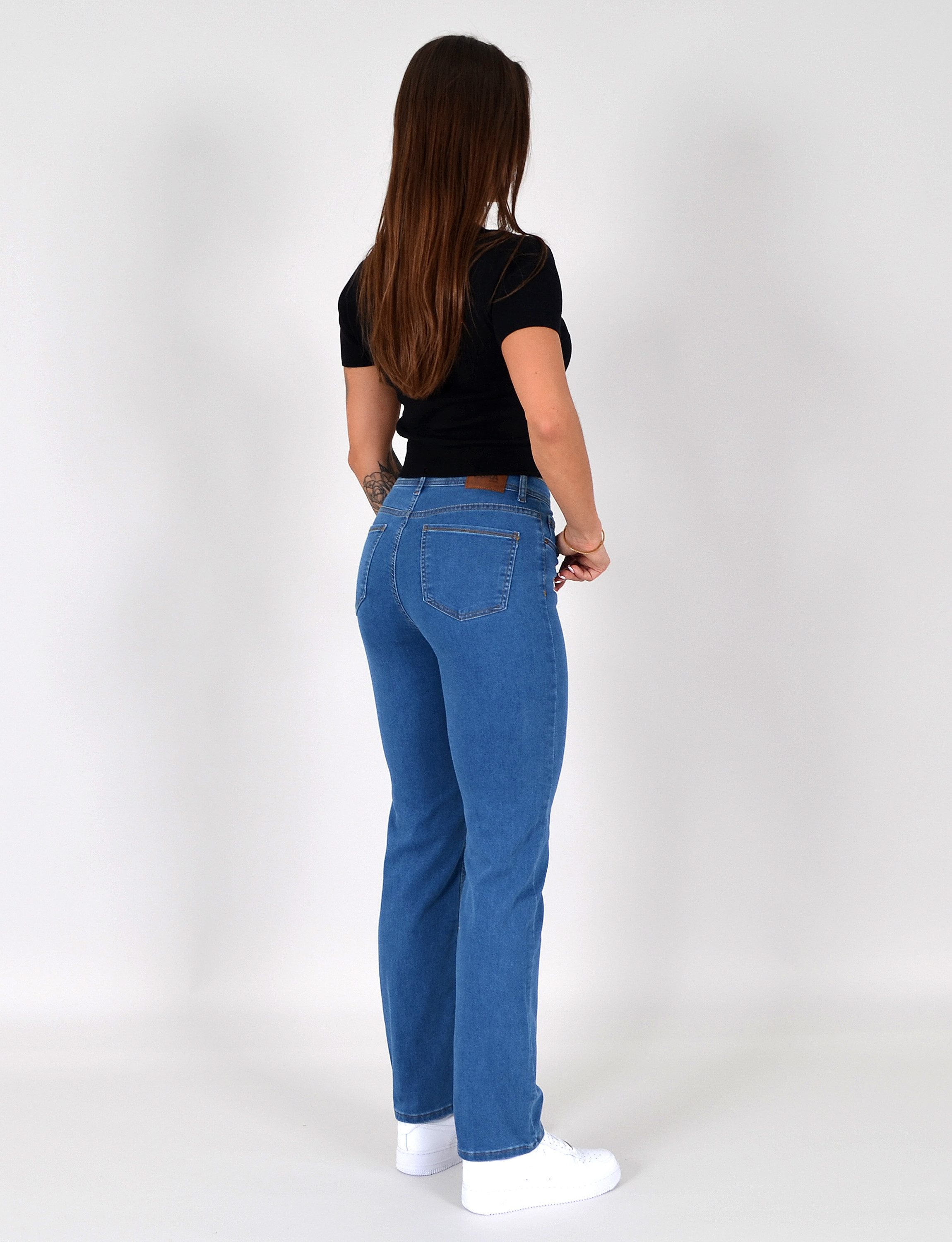 ESRA Straight-Jeans Damen Stretch-Jeans Premium Baumwolle Jeanshose Damen Straight Fit G14 Straight Jeans Damen High Waist Stretch Jeans Damen Regular Hose – Bild 5 von 5