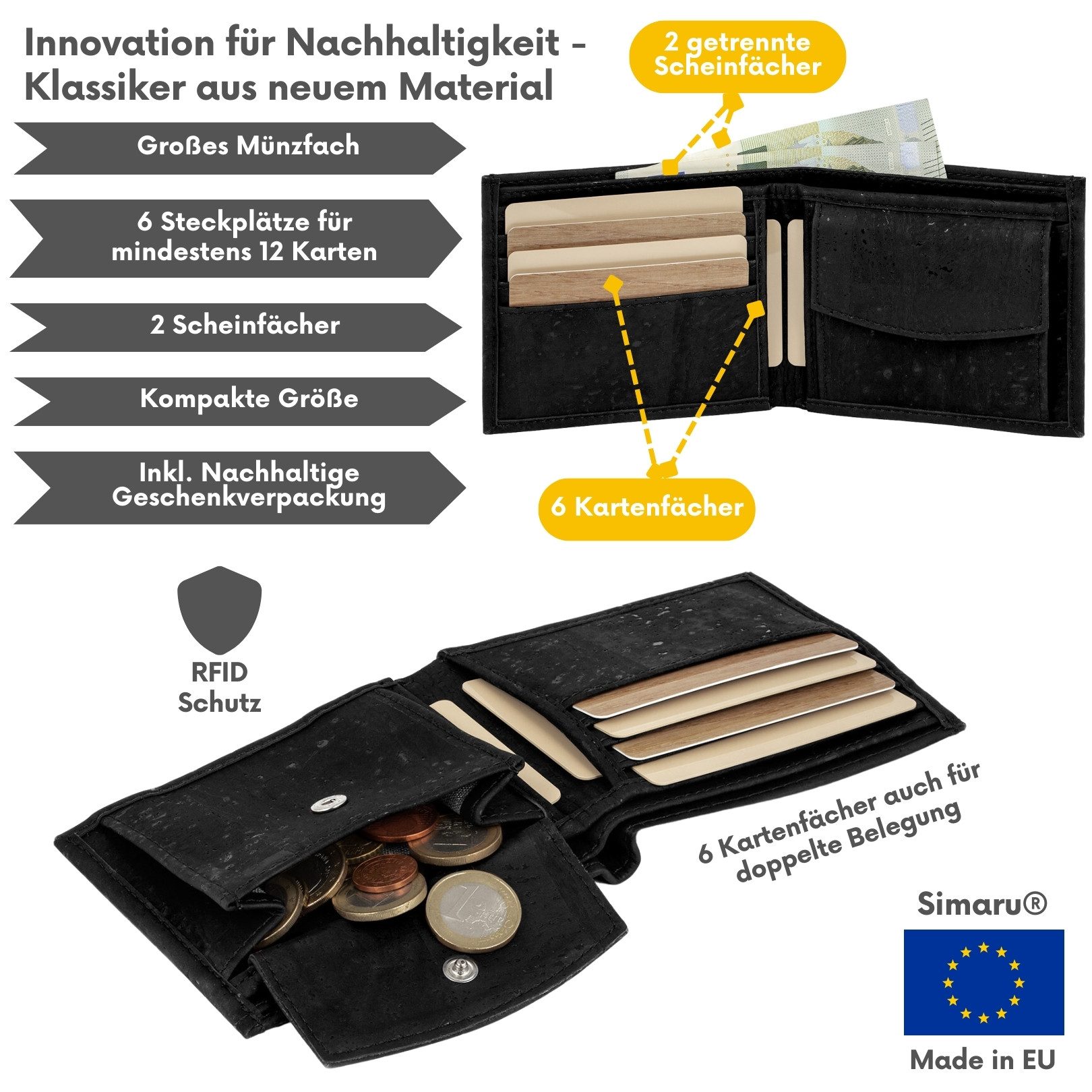 Simaru Geldbörse Ceasar, Portmonee aus Kork, günstig online kaufen