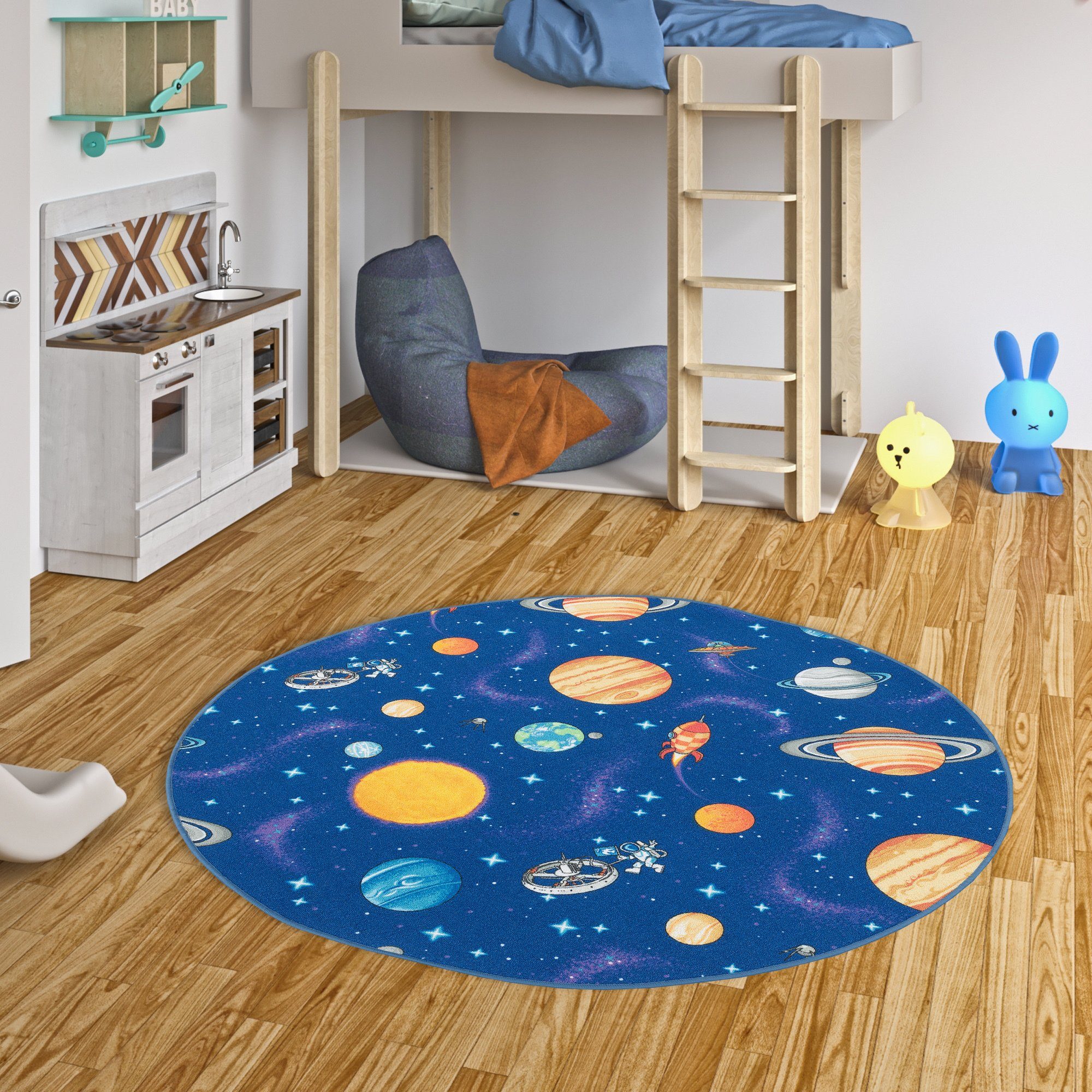 Snapstyle Kinderteppich Kinder Spiel Teppich Weltall günstig online kaufen