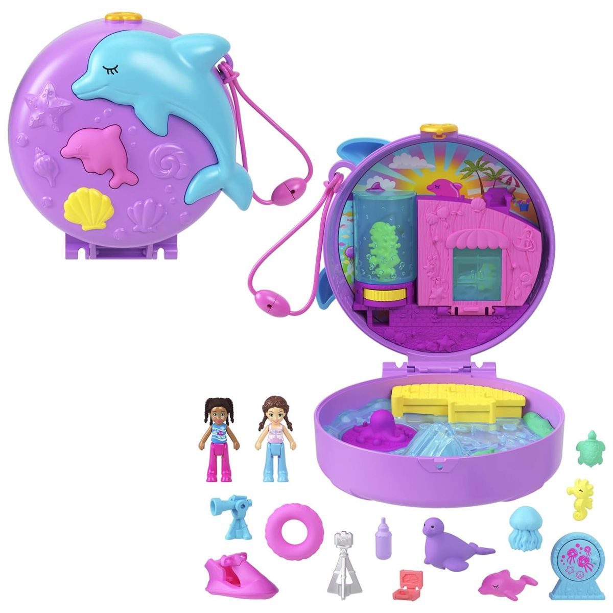 Mattel® Spielwelt Mattel HWN96 - Polly Pocket - Delfin-Rettungsstation Schatulle