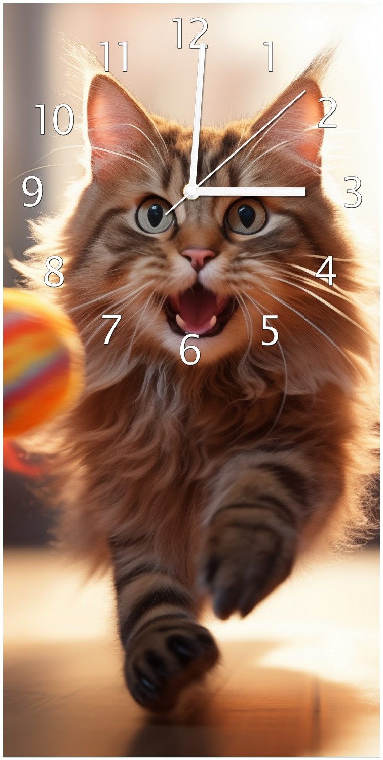 Wallario Wanduhr Kleiner Jäger im Spiel (Glasuhr)