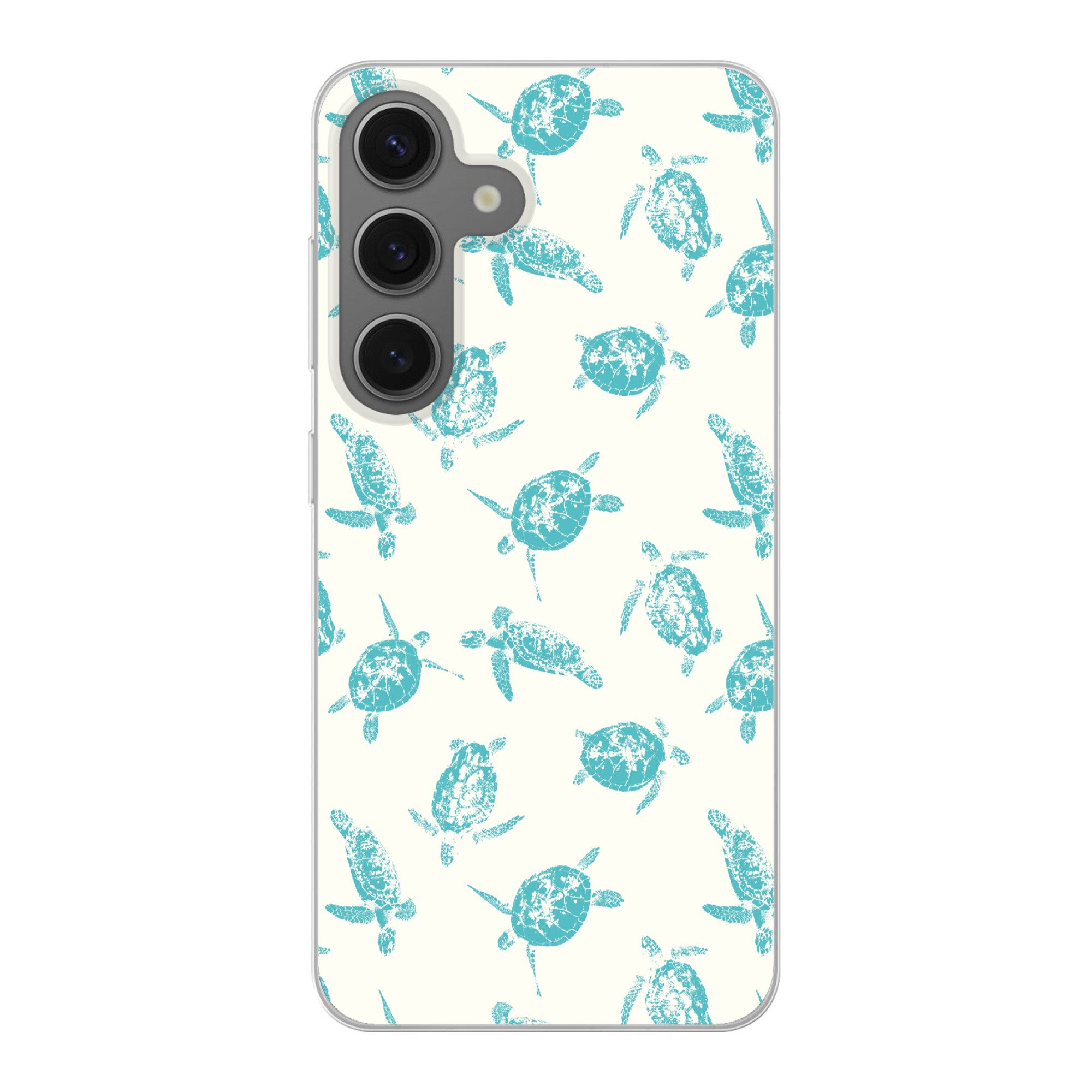 Handyhülle für Samsung Galaxy S25 Schildkröten - Muster - Weiß - Blau