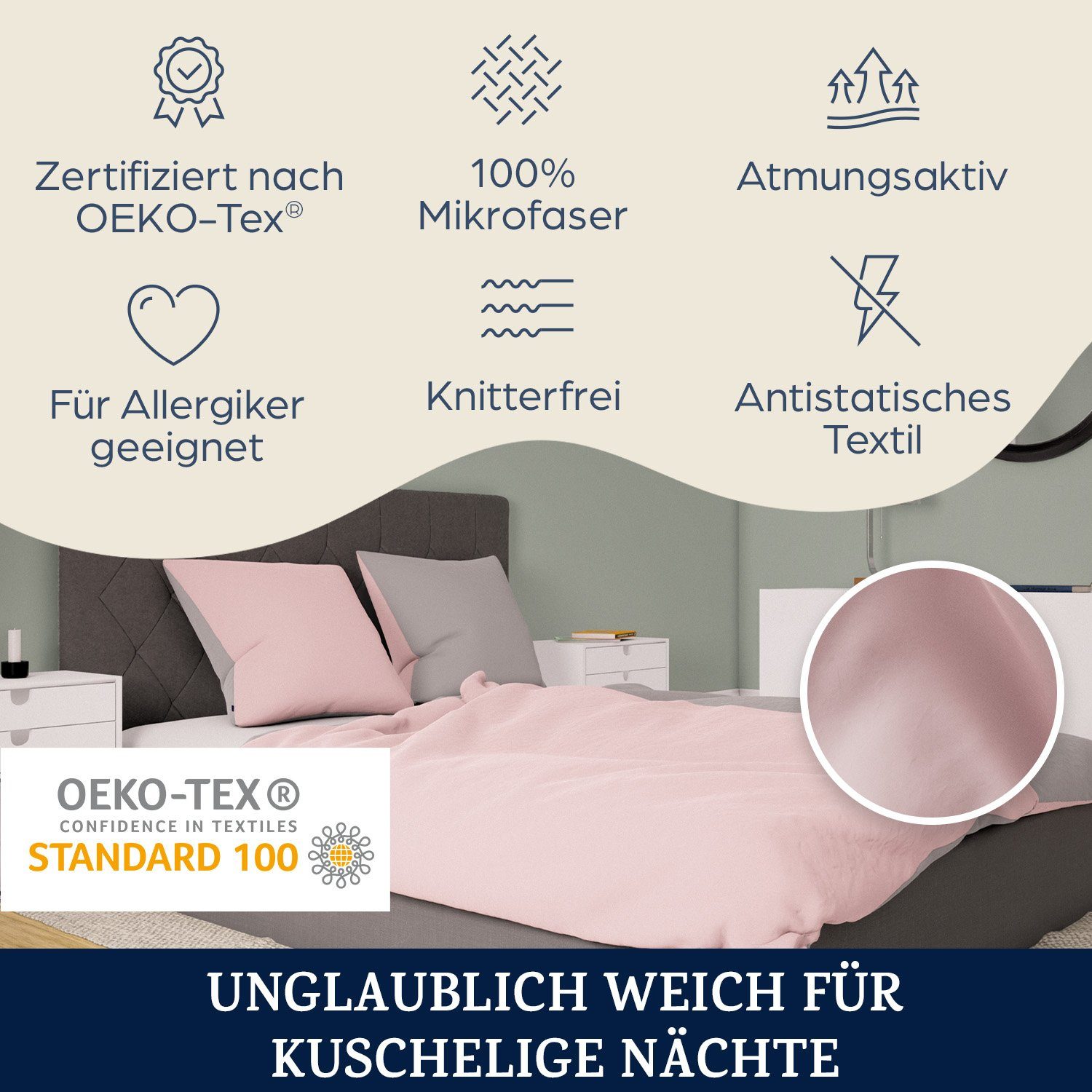 sleepwise Bettwäsche Soft Wonder-Edition Bettwäsche, Mikrofaser-Fleece, 3 teilig, Mikrofaser Bettbezug Set mit Kissenbezug Kissen Hüllen Bettzeug