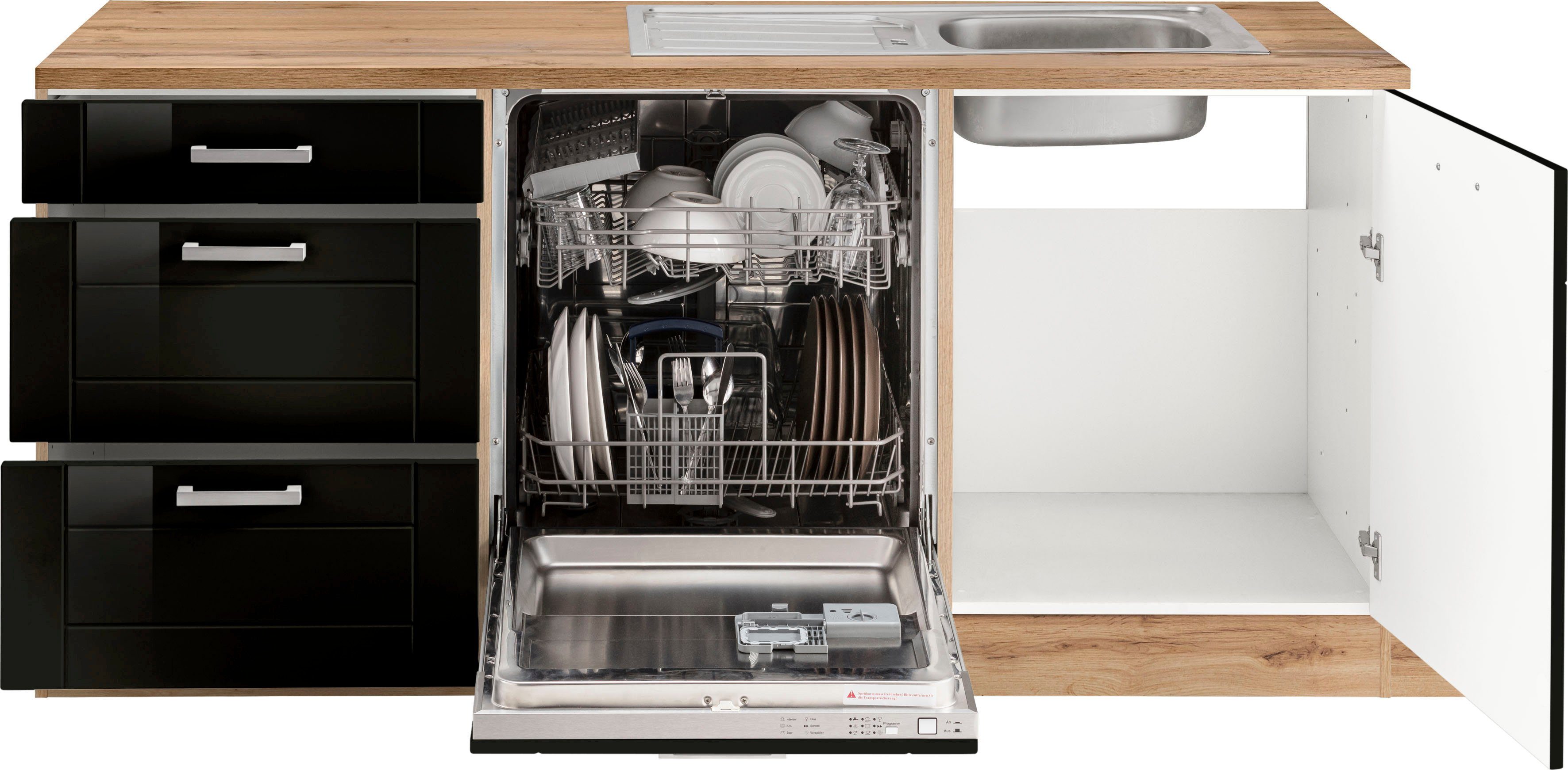 KOCHSTATION Winkelküche KS-Tinnum, mit E-Geräten, Stellbreite 240/330 cm
