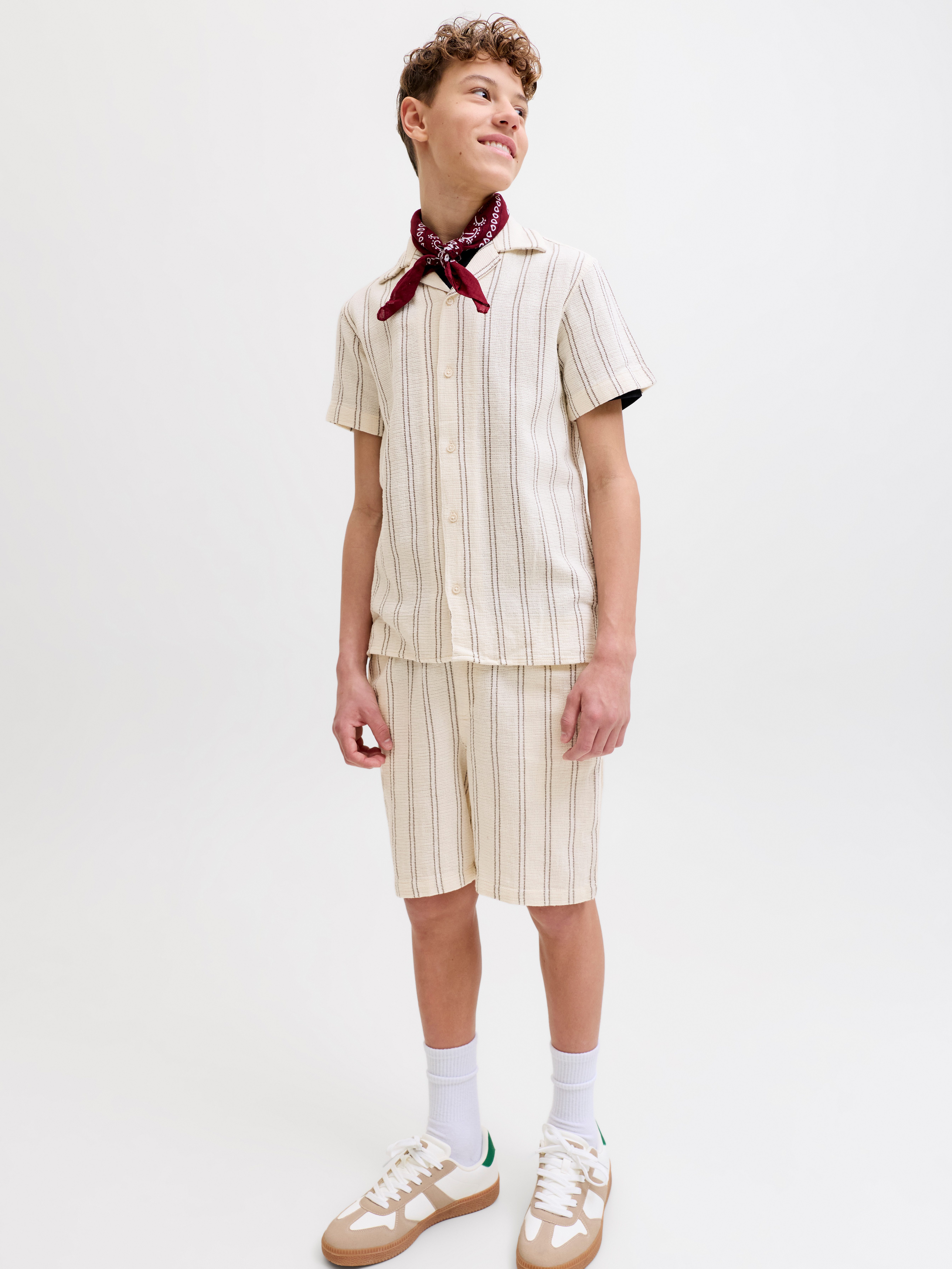 Jack & Jones Junior Shorts JPSTJAIDEN COBA STRIPE JOG SHORT M JNR Baumwolle, Jogger Fit – Bild 4 von 5