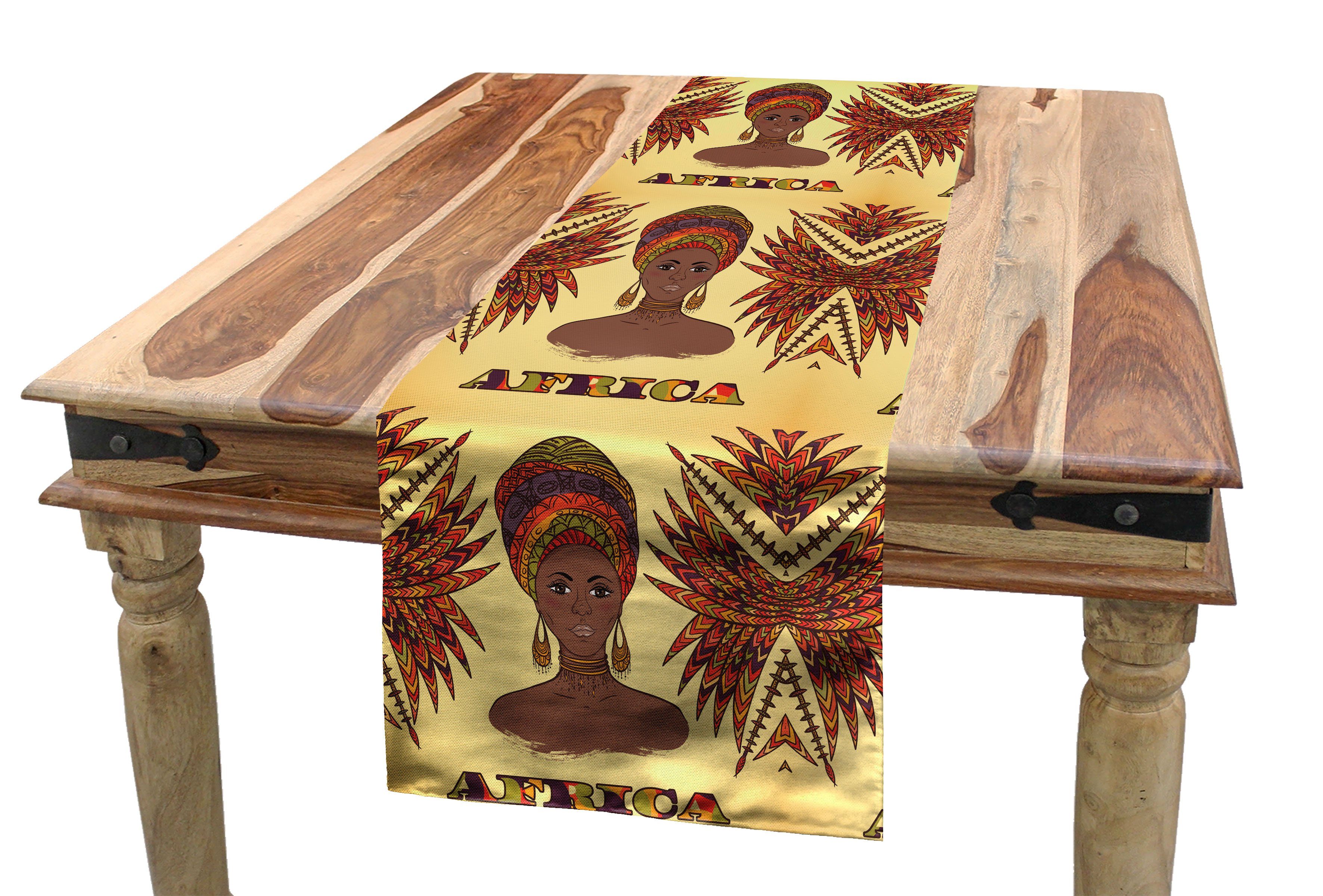 Abakuhaus Tischläufer Esszimmer Küche Rechteckiger Dekorativer Tischläufer, Afrika Turbane Palms Kultur | Tischläufer