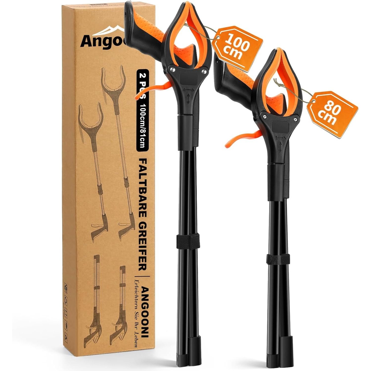 Multitool 2 x Müllzange Greifzange 100 x 80 cm Müllgreifer Drehbar Greifzange