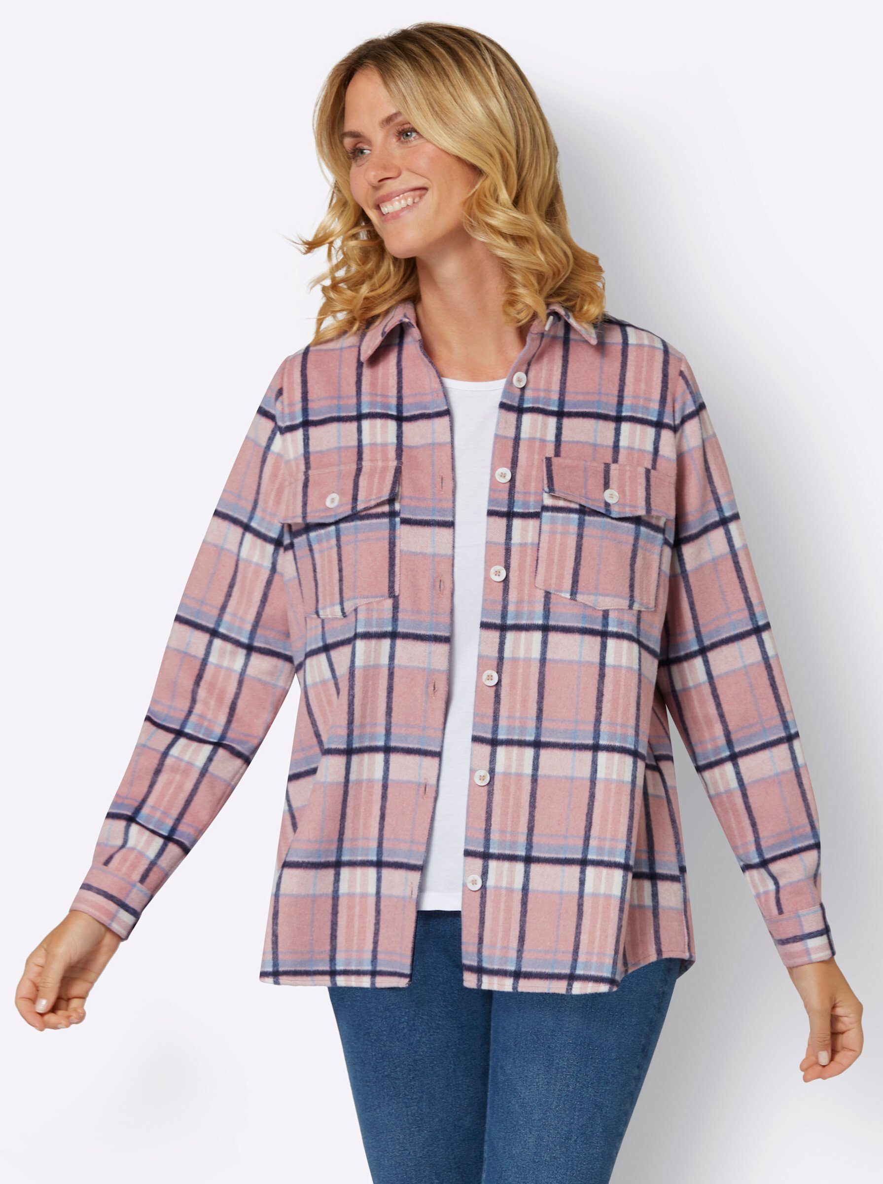 Witt Blusenblazer Karo-Blusenjacke Langarm günstig online kaufen