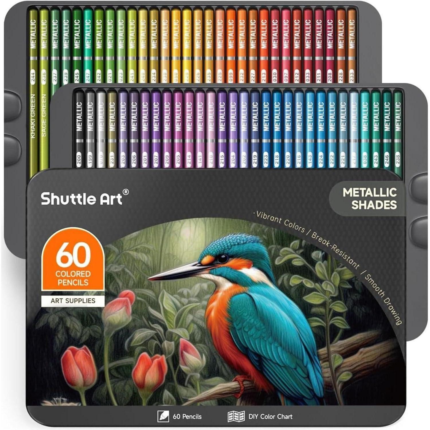 LuxusKollektion Buntstift 60 Metallic Glitzer Buntstifte Set für