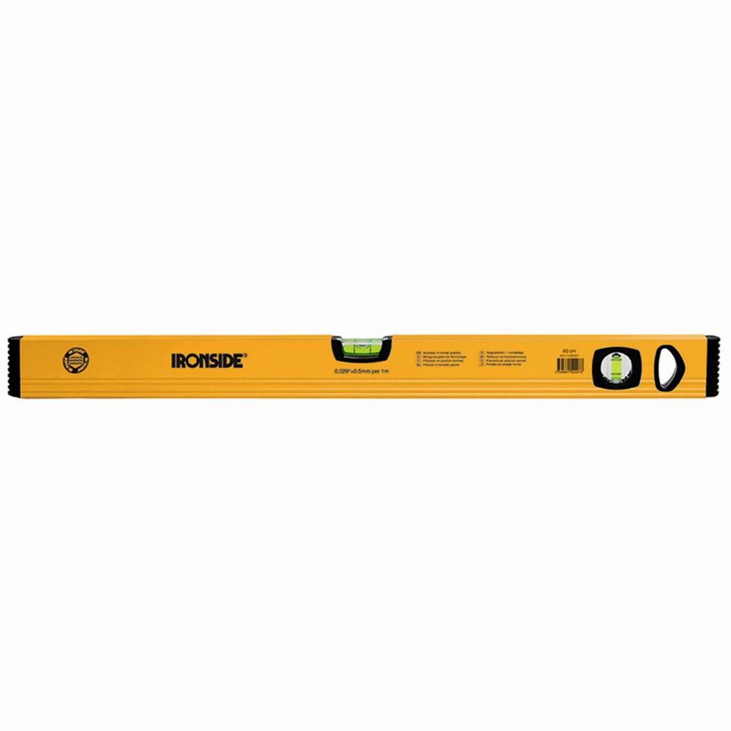 IRONSIDE Wasserwaage Alu-Wasserwaage 80 cm, 2 Libellen, gelb pulverbeschichtet