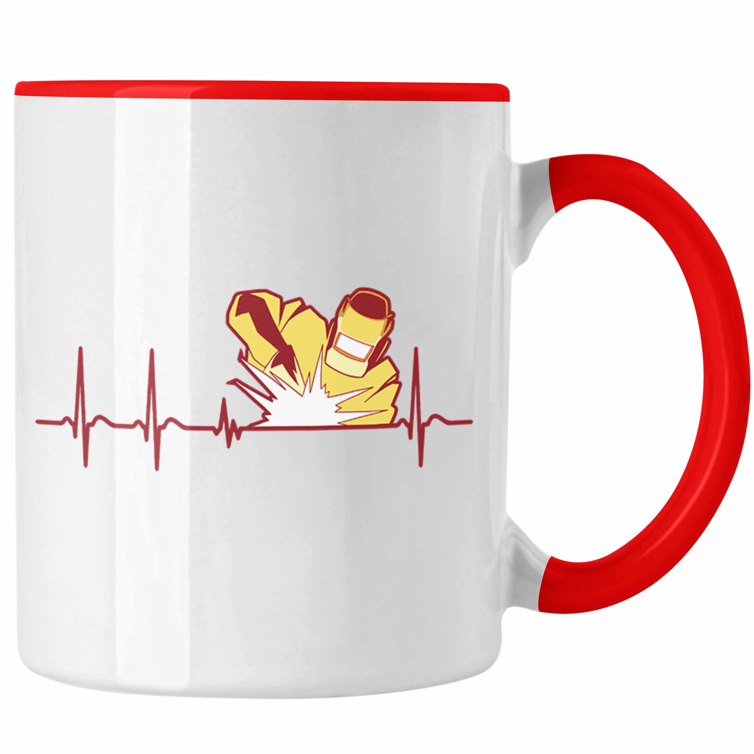 Trendation Tasse Schweißen Tasse Geschenk Schmied Schweißer Geschenkidee Grafik Herzsch Rot