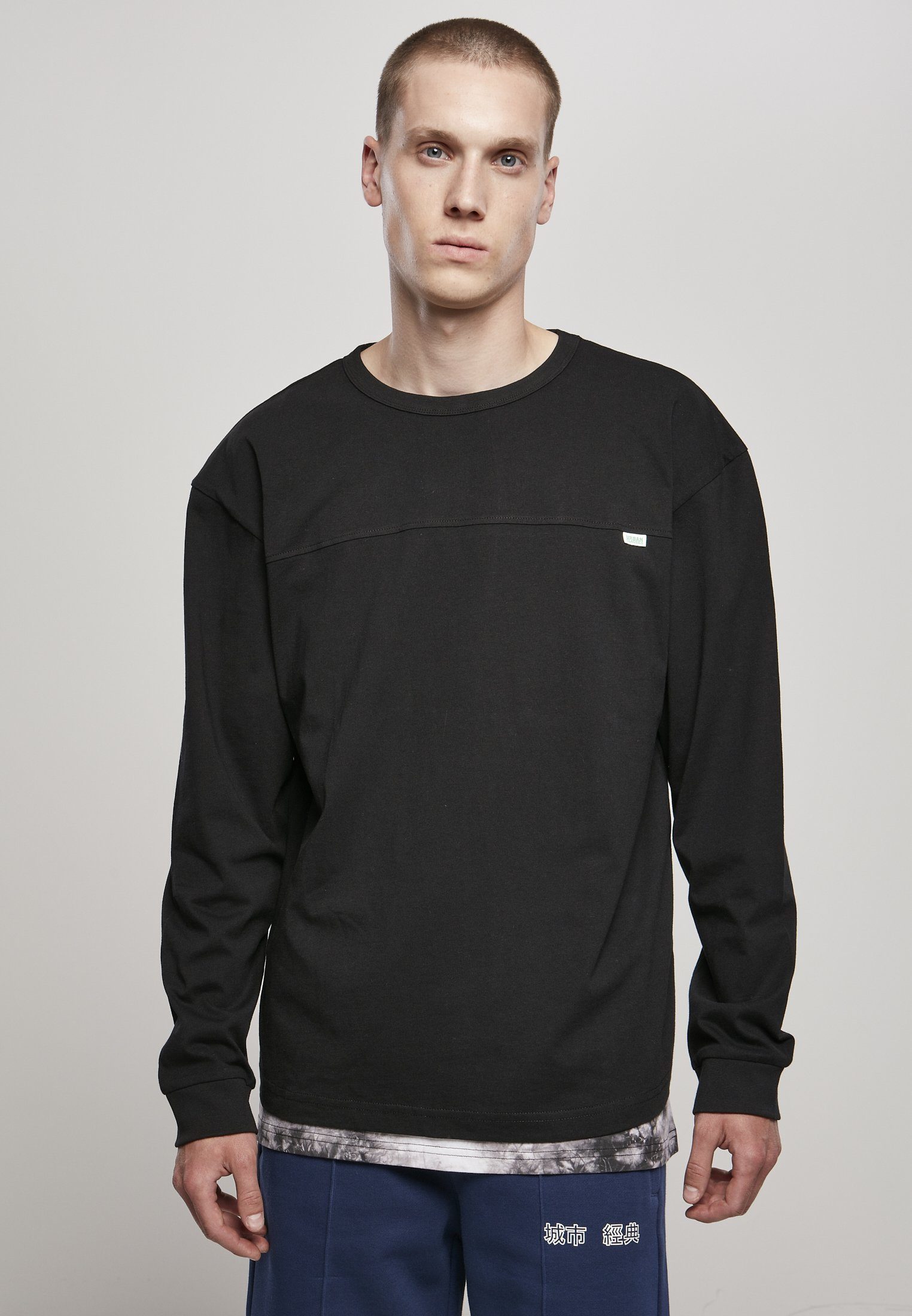 URBAN CLASSICS T-Shirt Männer Organic Cotton Short Curved Oversized LS (1-tlg) black