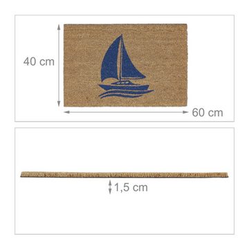 Fußmatte Fußmatte mit Segelschiff natur, relaxdays, Höhe: 15 mm