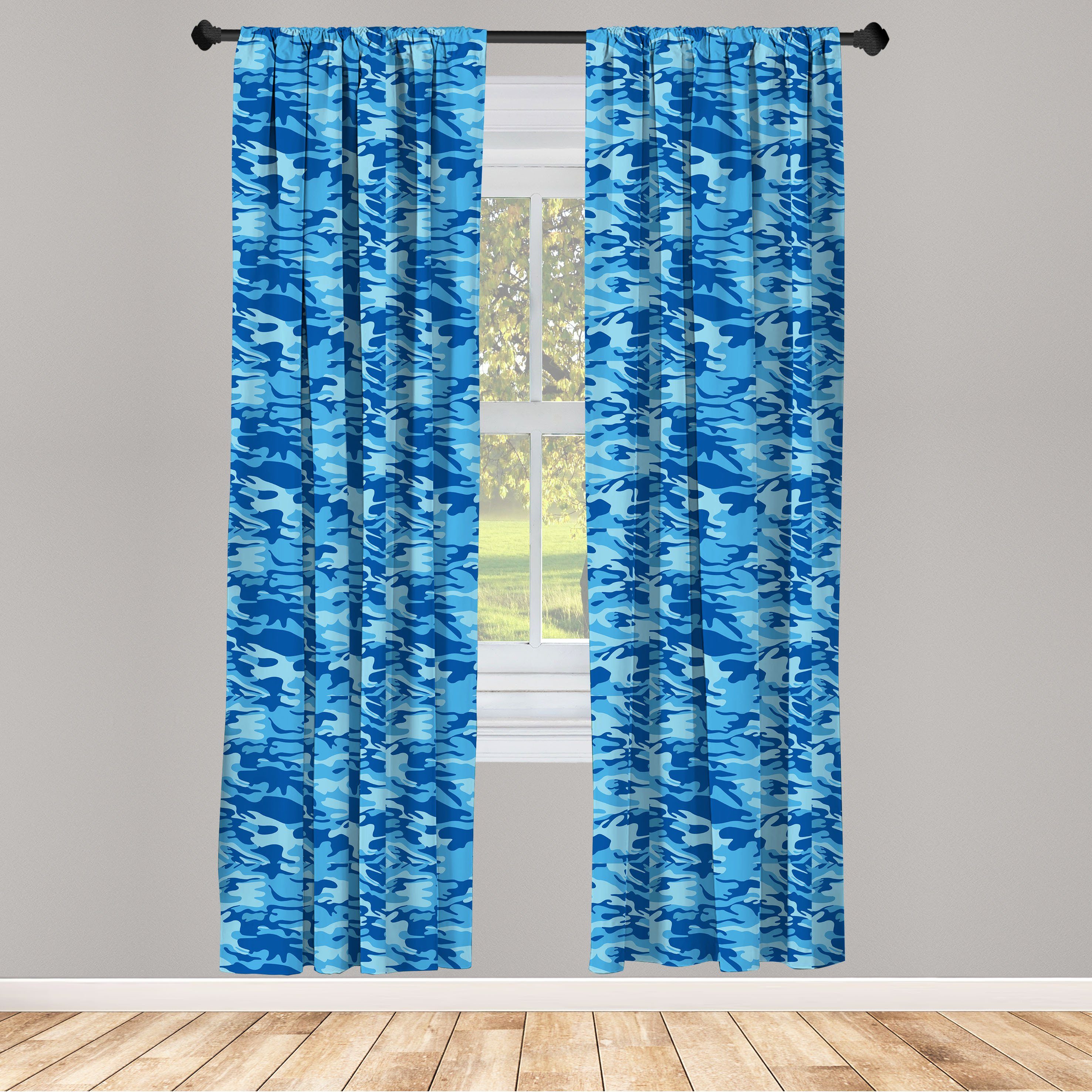Gardine Vorhang für Wohnzimmer Schlafzimmer Dekor, Abakuhaus, Microfaser, Tarnen Aquatic Zusammenfassung | Fertiggardinen