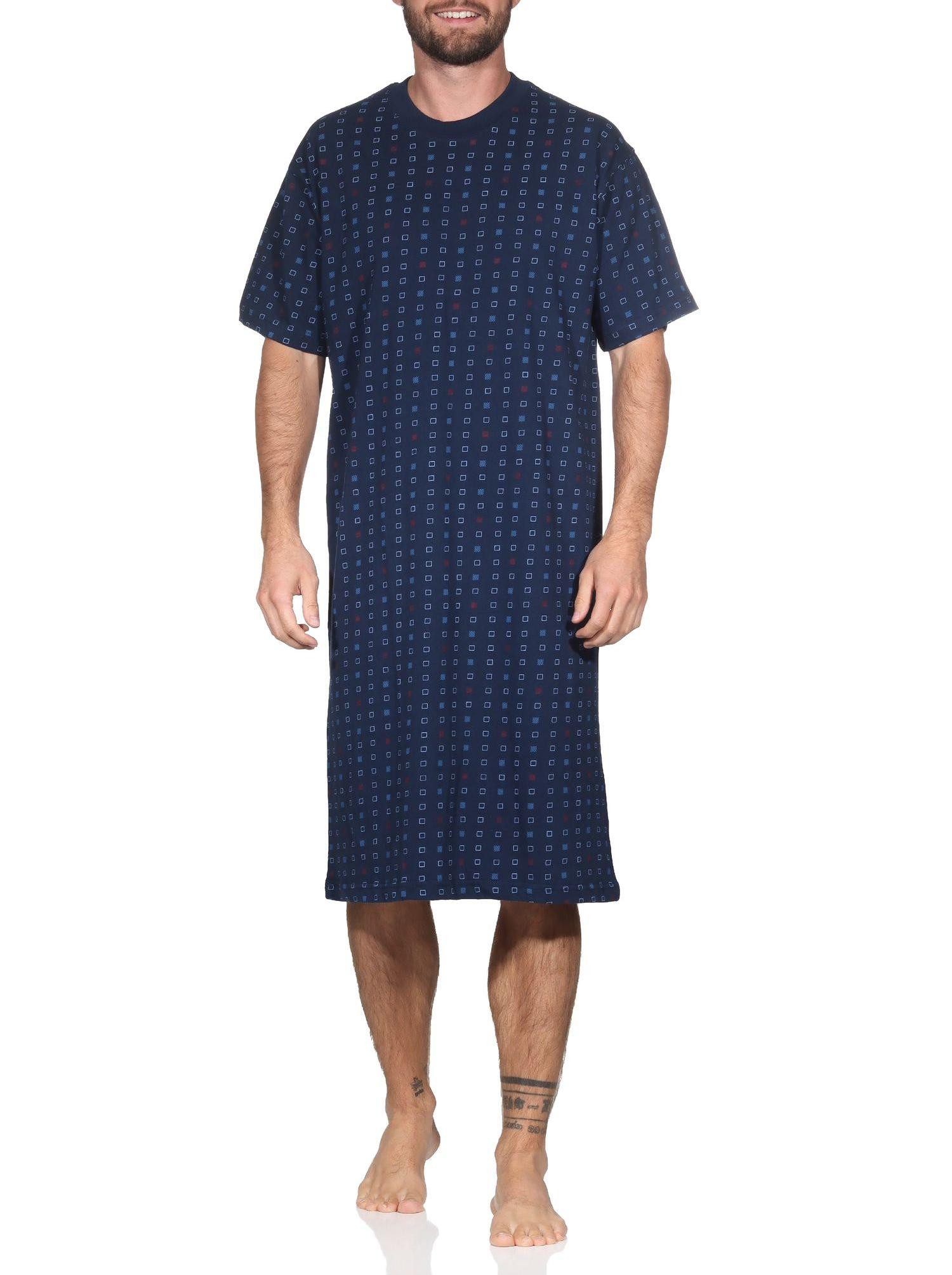 Pyjama Normann Herren kurzarm Nachthemd in eleganter Optik