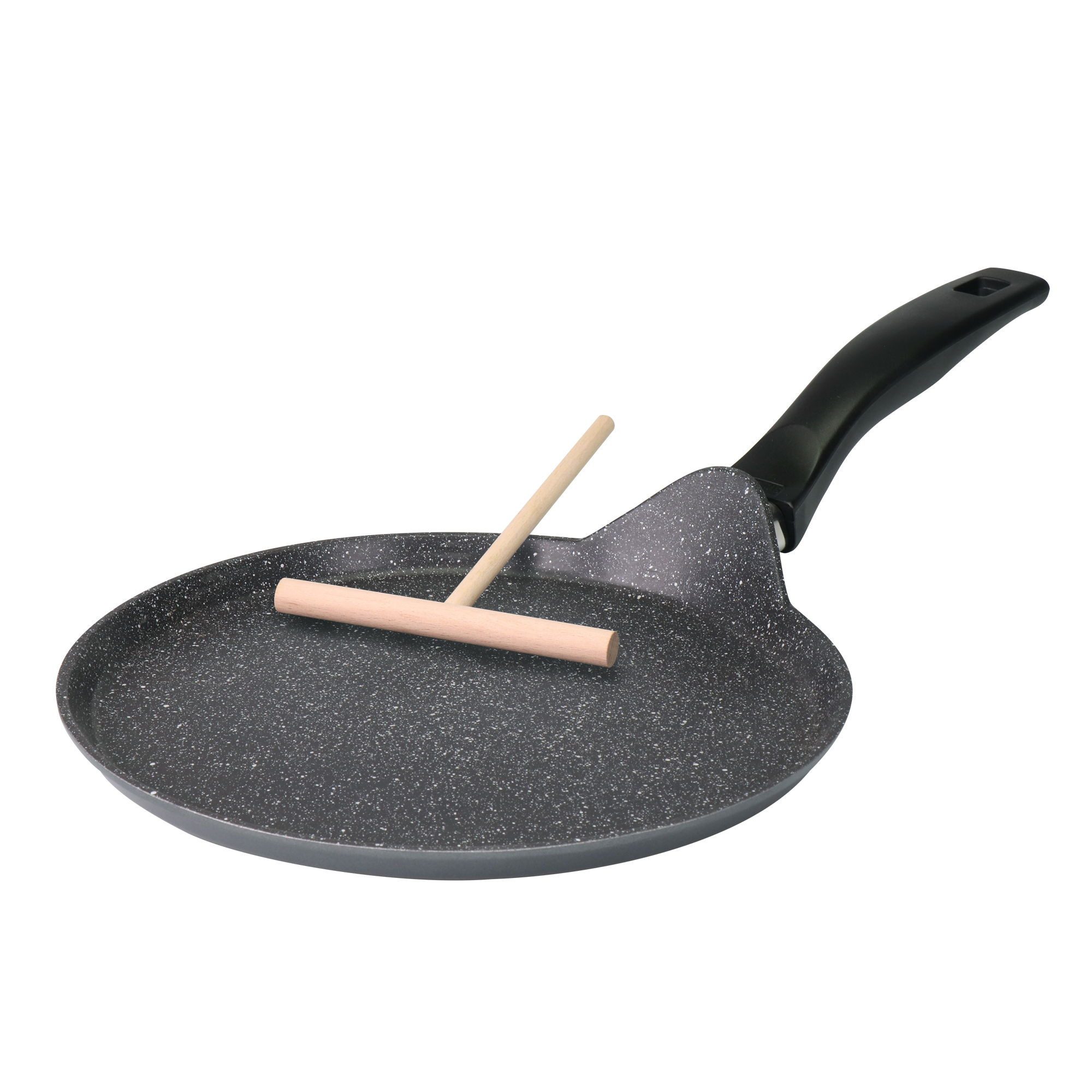 STONELINE Crêpepfanne, Aluminium (Set, 1-tlg., 1 Pfanne, 1 Teigverteiler aus Holz), mit echten Steinpartikeln, induktionsgeeignet, Designed in Germany