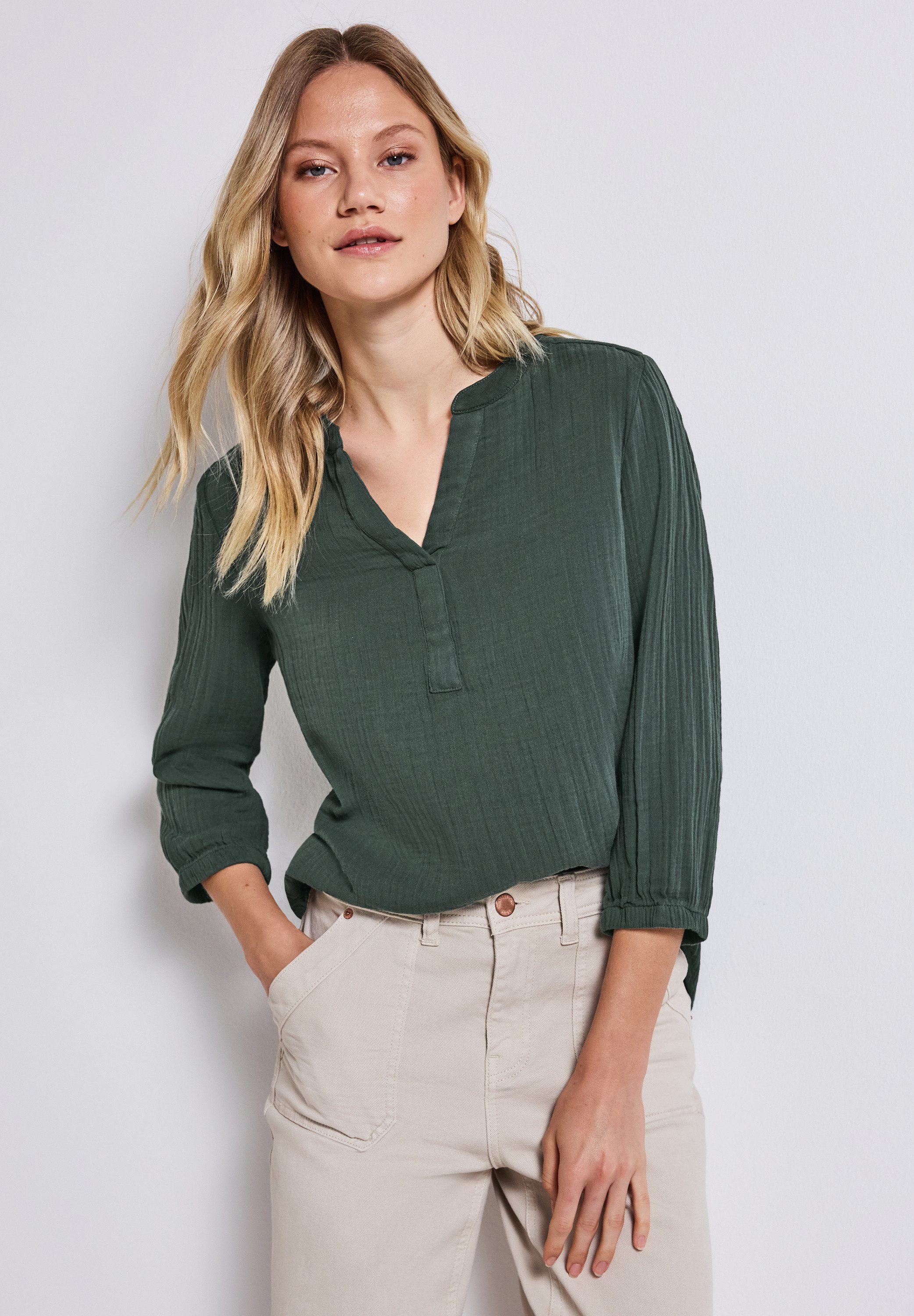 STREET ONE Hemdbluse 3/4-Arm im Musselin-Look günstig online kaufen
