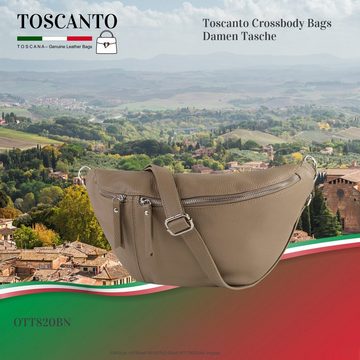 Toscanto Gürteltasche Toscanto Tasche beige, taupe Gürteltasche (Gürteltasche), Damen Gürteltasche Leder, beige, taupe ca. 37cm x ca. 20cm