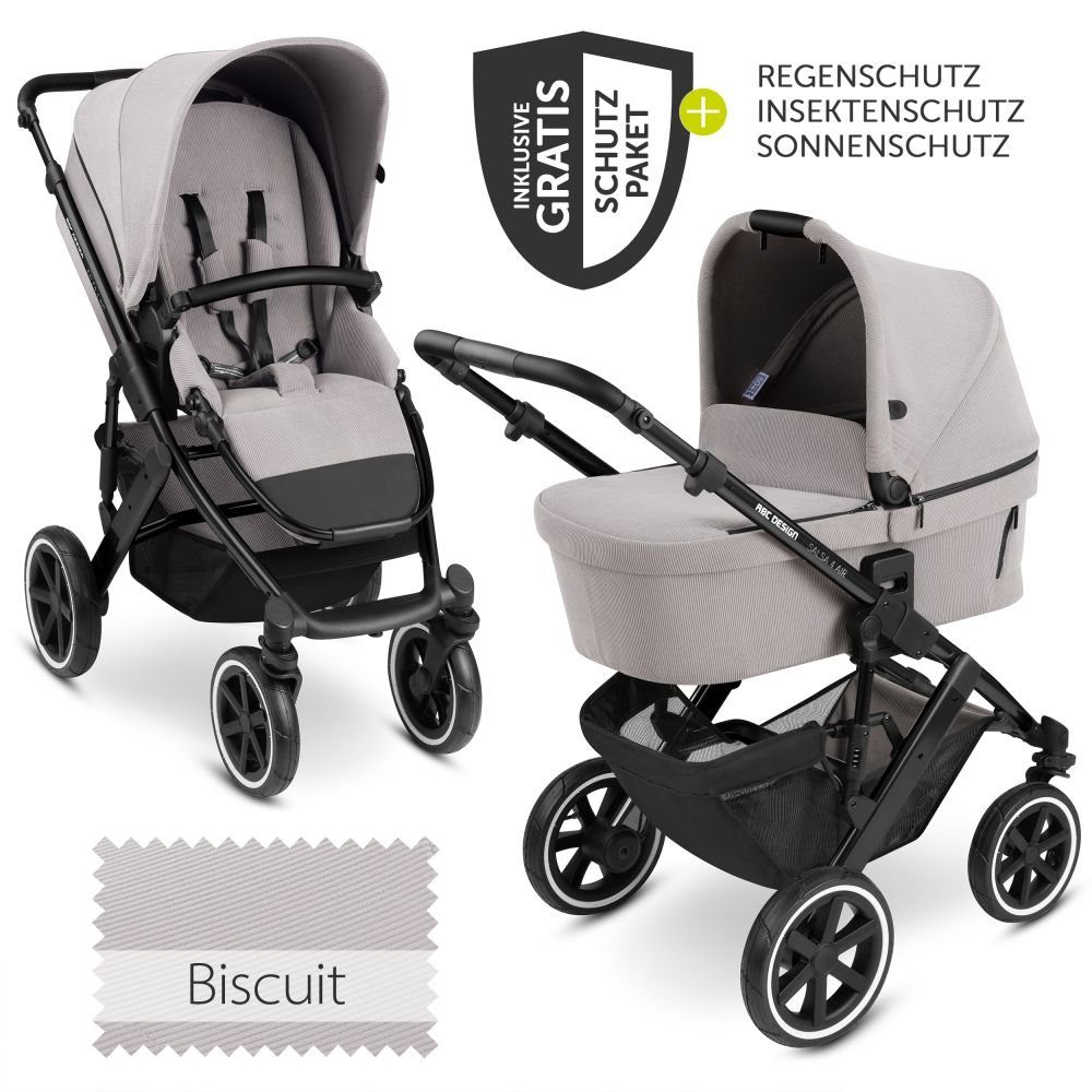 Kinderwagen 2in1 4 Biscuit, Salsa Air Sportsitz, - mit Regenschutz Design Kombi-Kinderwagen ABC Set Buggy Babywanne,