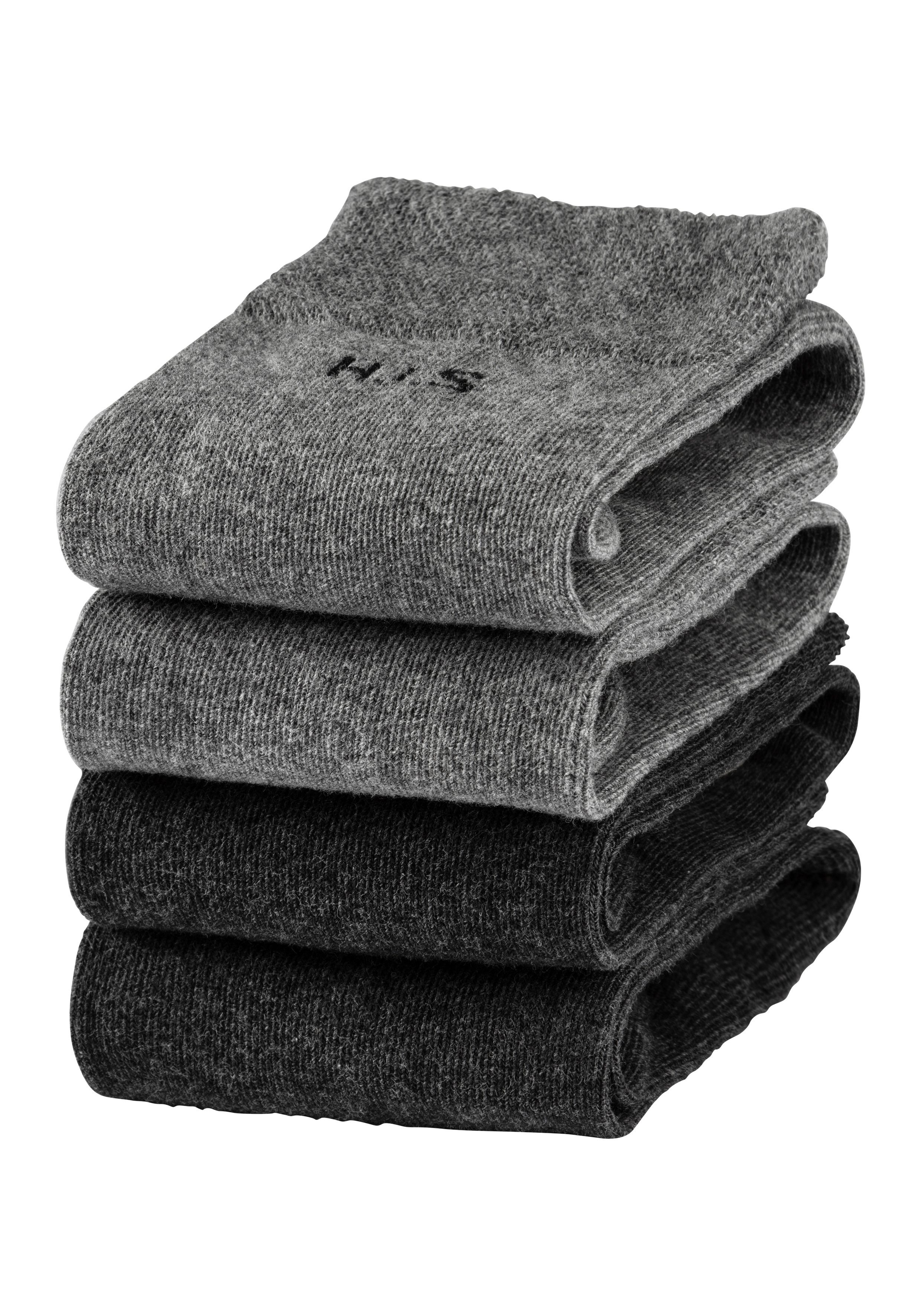 H.I.S Socken Herren Basic Comfort Socken (Packung, 4-Paar, Gr. 43-46 bis 47-48) mit druckfreiem Bündchen