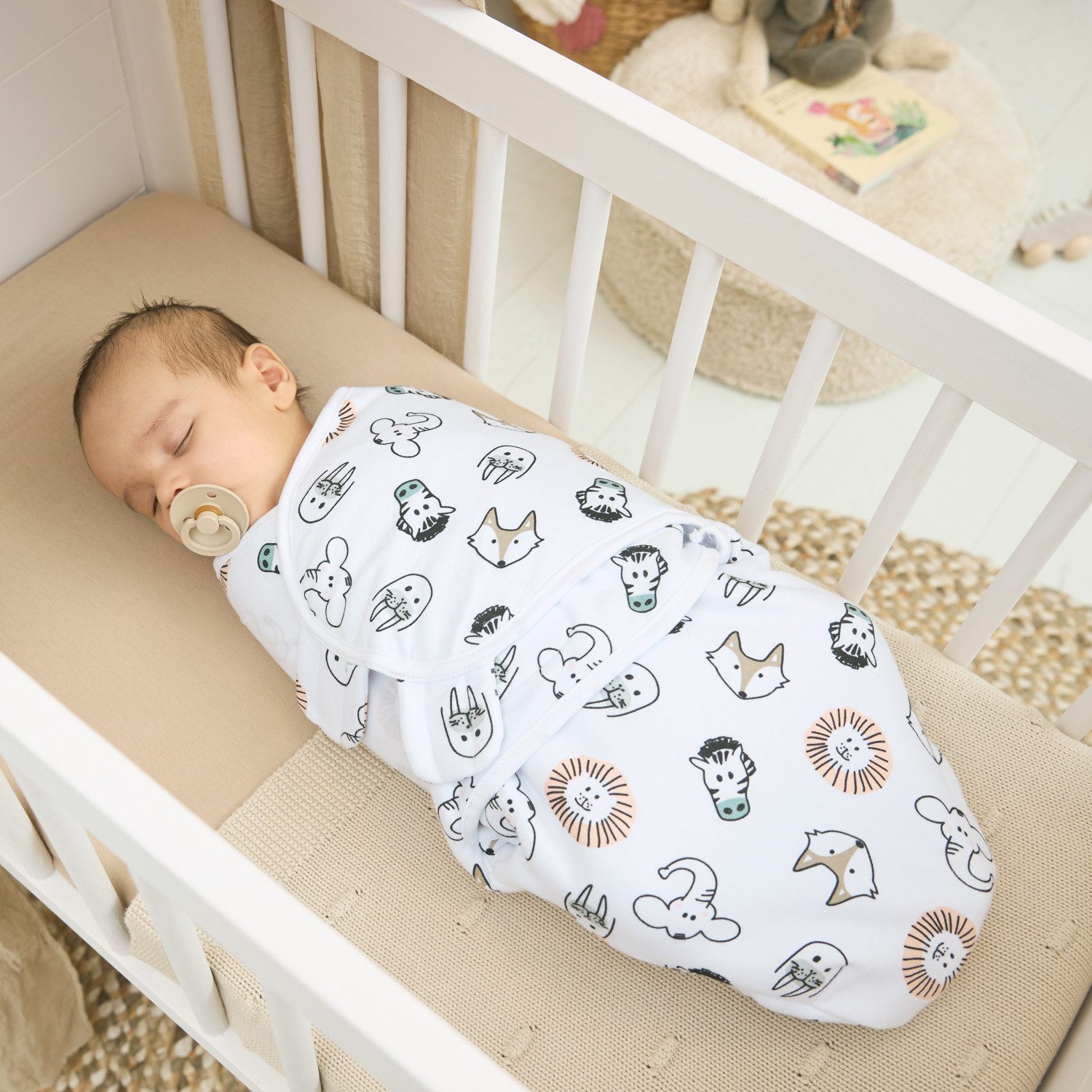 Meyco Baby Pucksack Animal Multicolour (100% Baumwolle, 1 tlg), 0-3 maanden – Bild 2 von 4