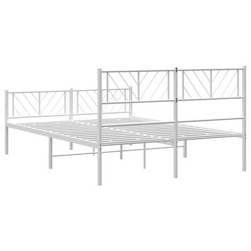 furnicato Bett Bettgestell mit Kopf- und Fußteil Metall Weiß 160x200 cm