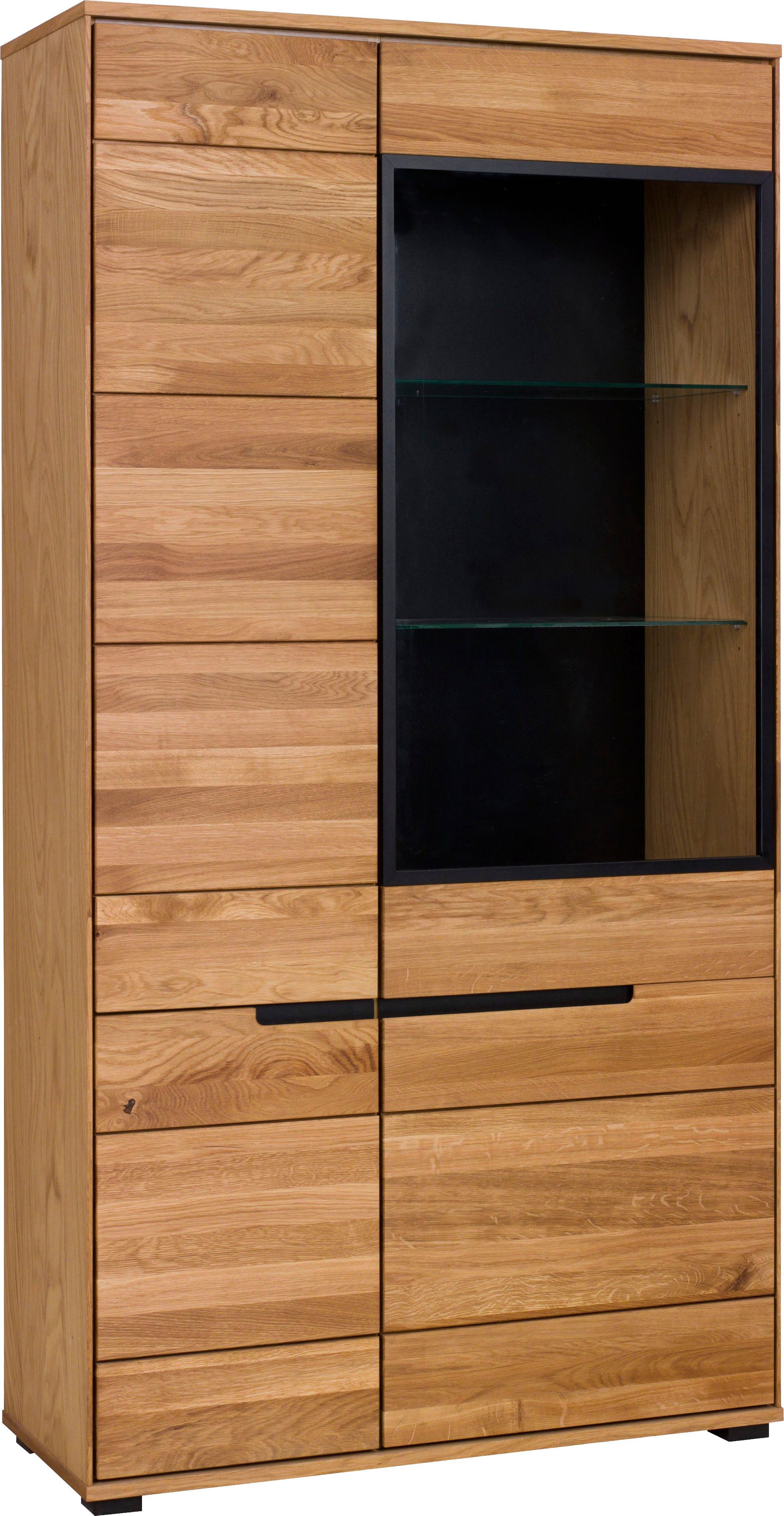 Home affaire Vitrine Vitrine LOLA B/T/H: 102,5/196,5/40,5cm Eiche teilmassiv, Türen mit dampfer