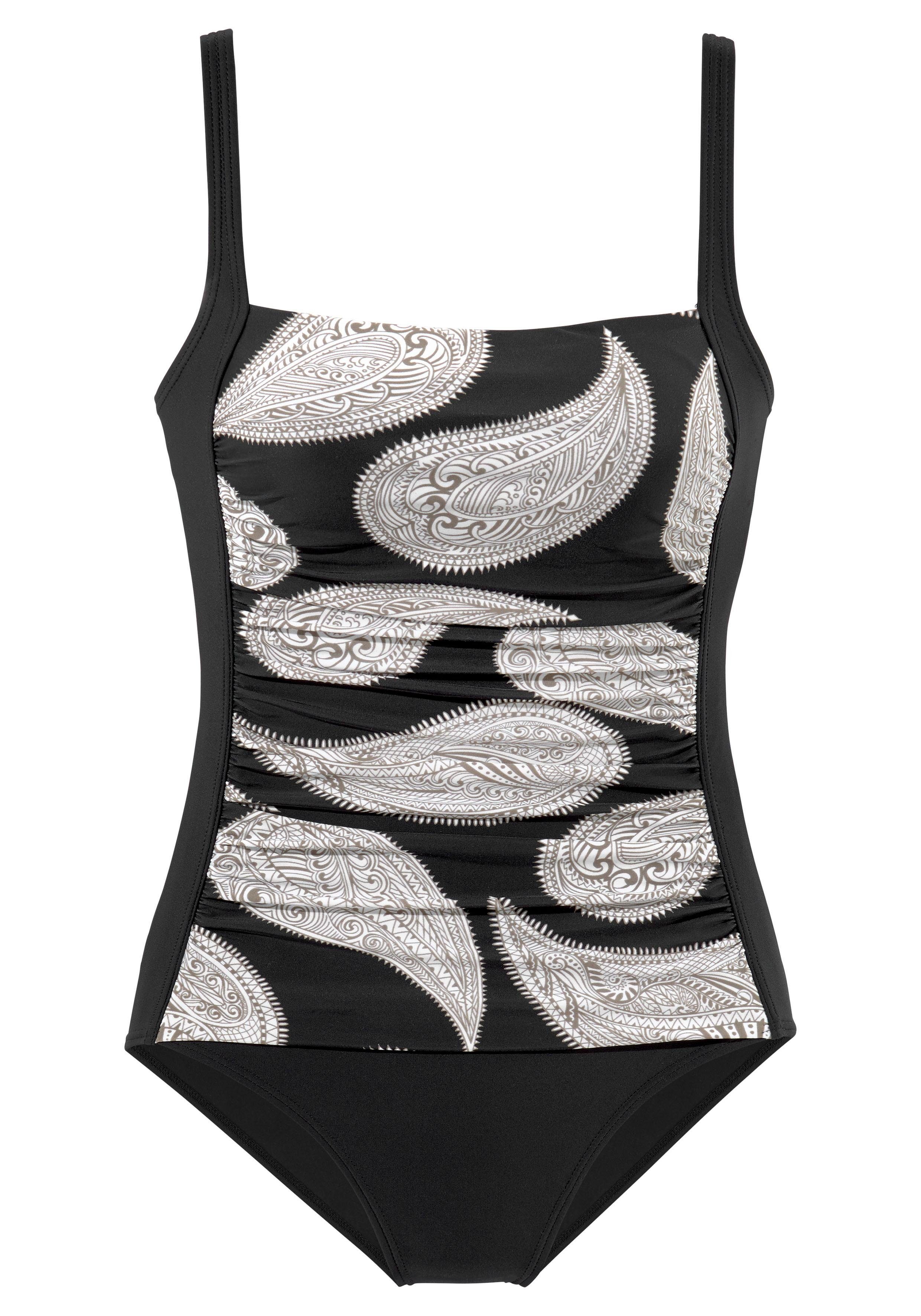 LASCANA Badeanzug schwarz-bedruckt Floralprint im Shaping-Effekt mit modischen